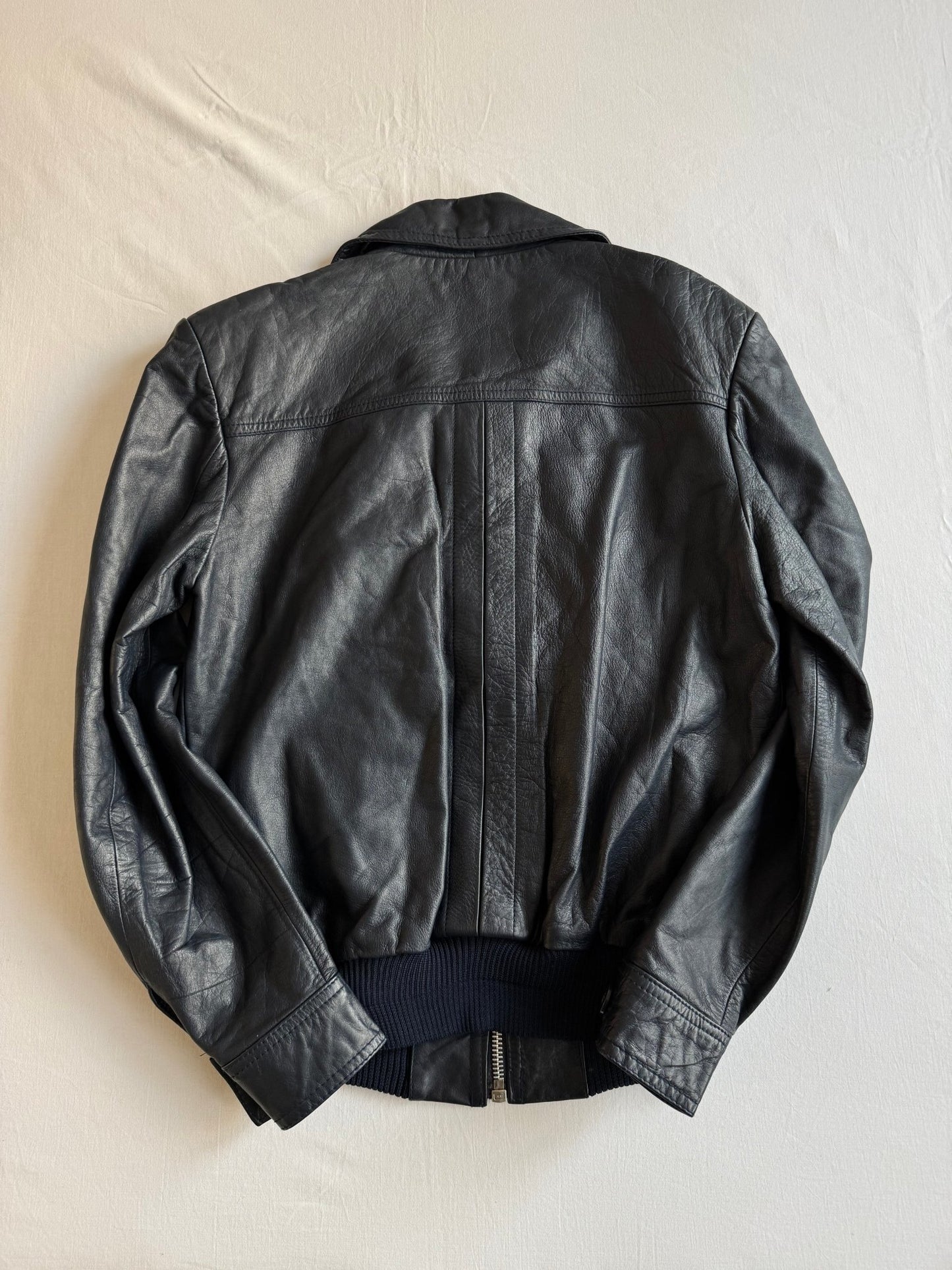 🫐 Geacă Vintage 70’s din Piele Bleumarin – S - anbracaminte