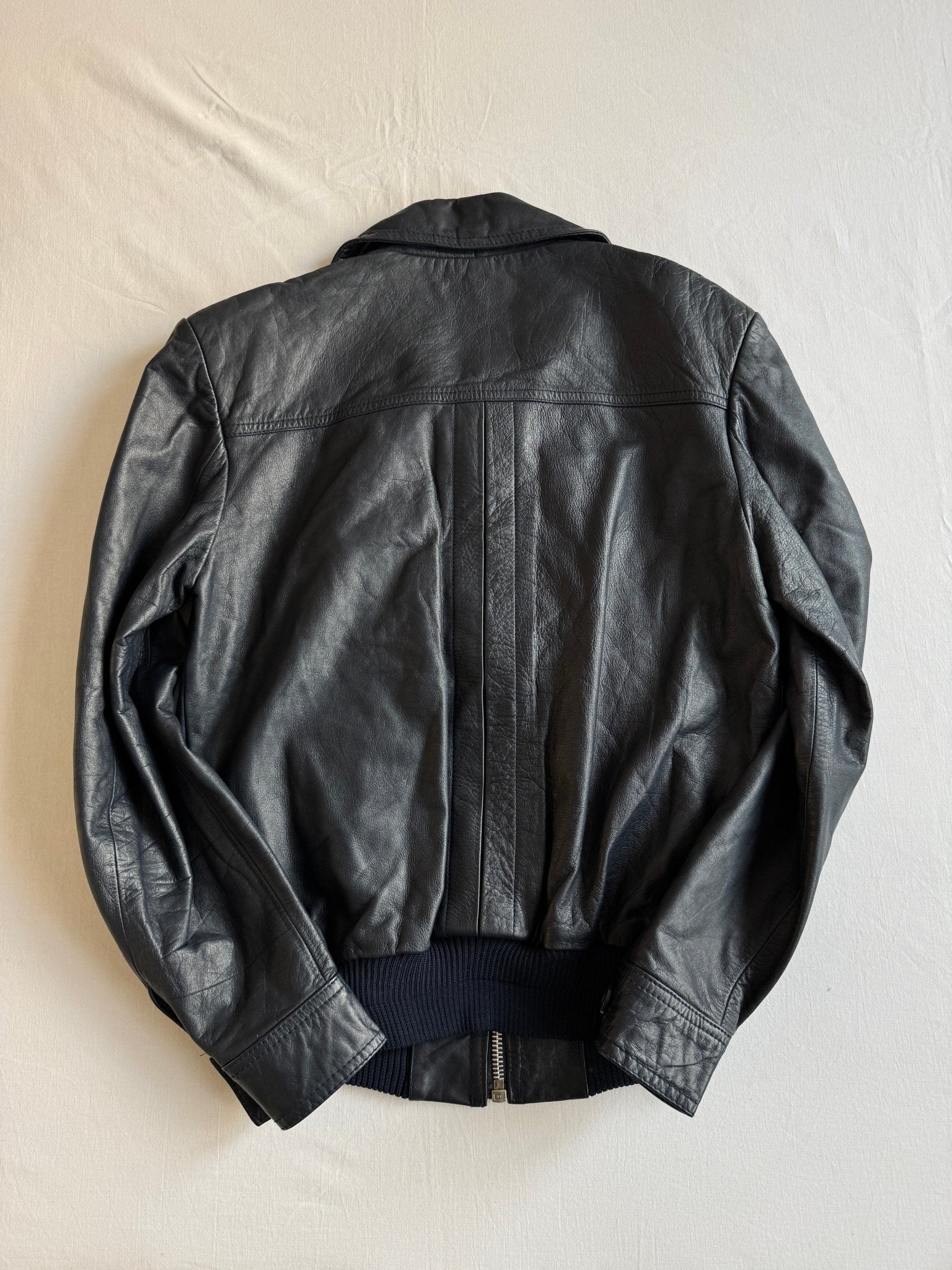 🫐 Geacă Vintage 70’s din Piele Bleumarin – S - anbracaminte