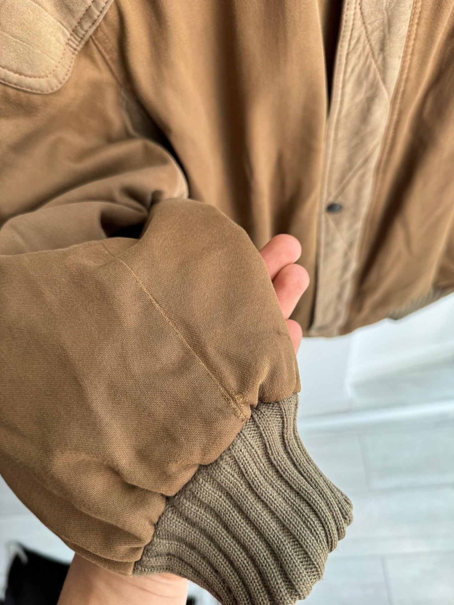 🇮🇹 Geacă Vintage 80’s din Bumbac & Piele de Capră – M (48) – Made in Italy - anbracaminte