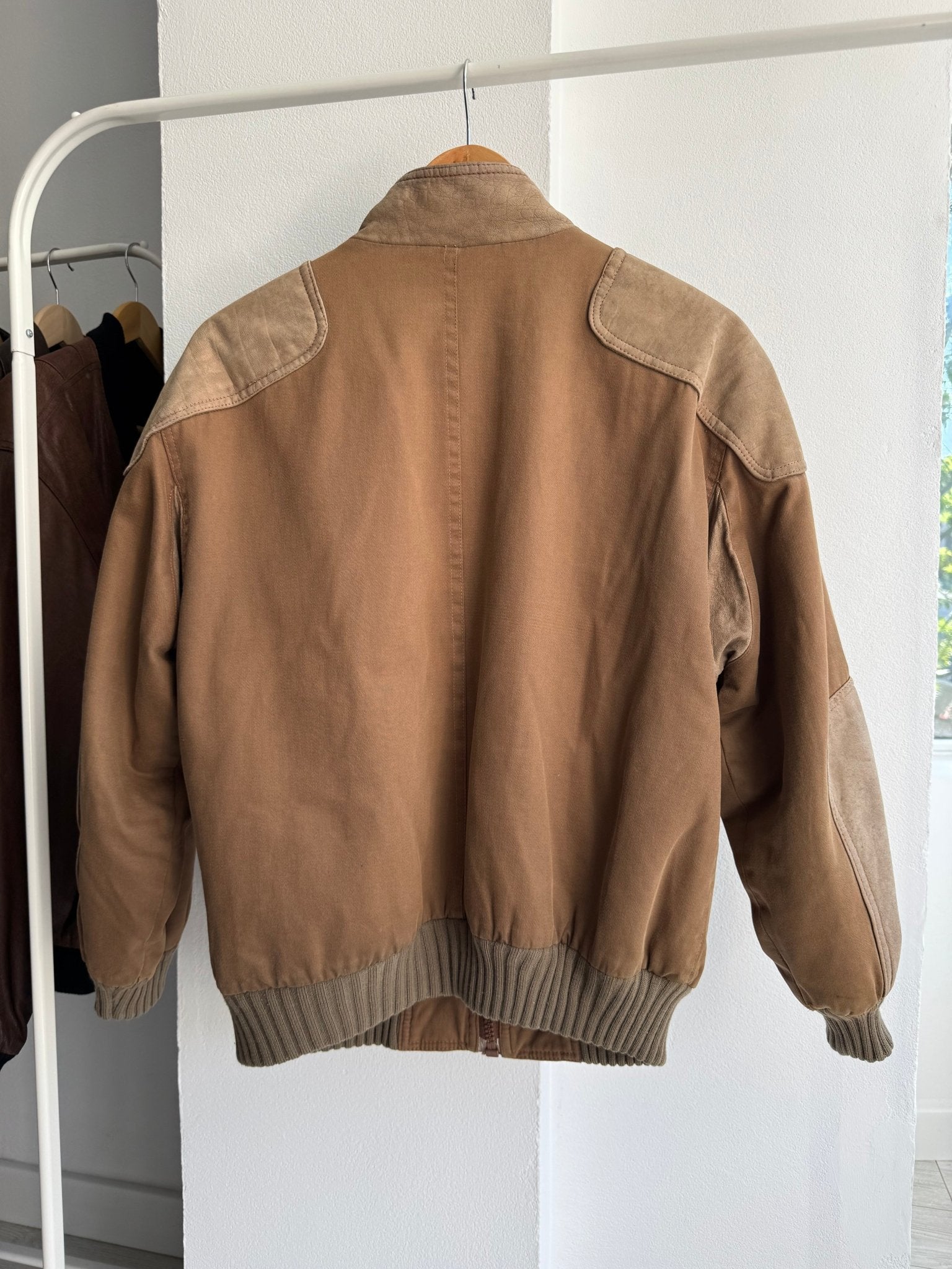 🇮🇹 Geacă Vintage 80’s din Bumbac & Piele de Capră – M (48) – Made in Italy - anbracaminte