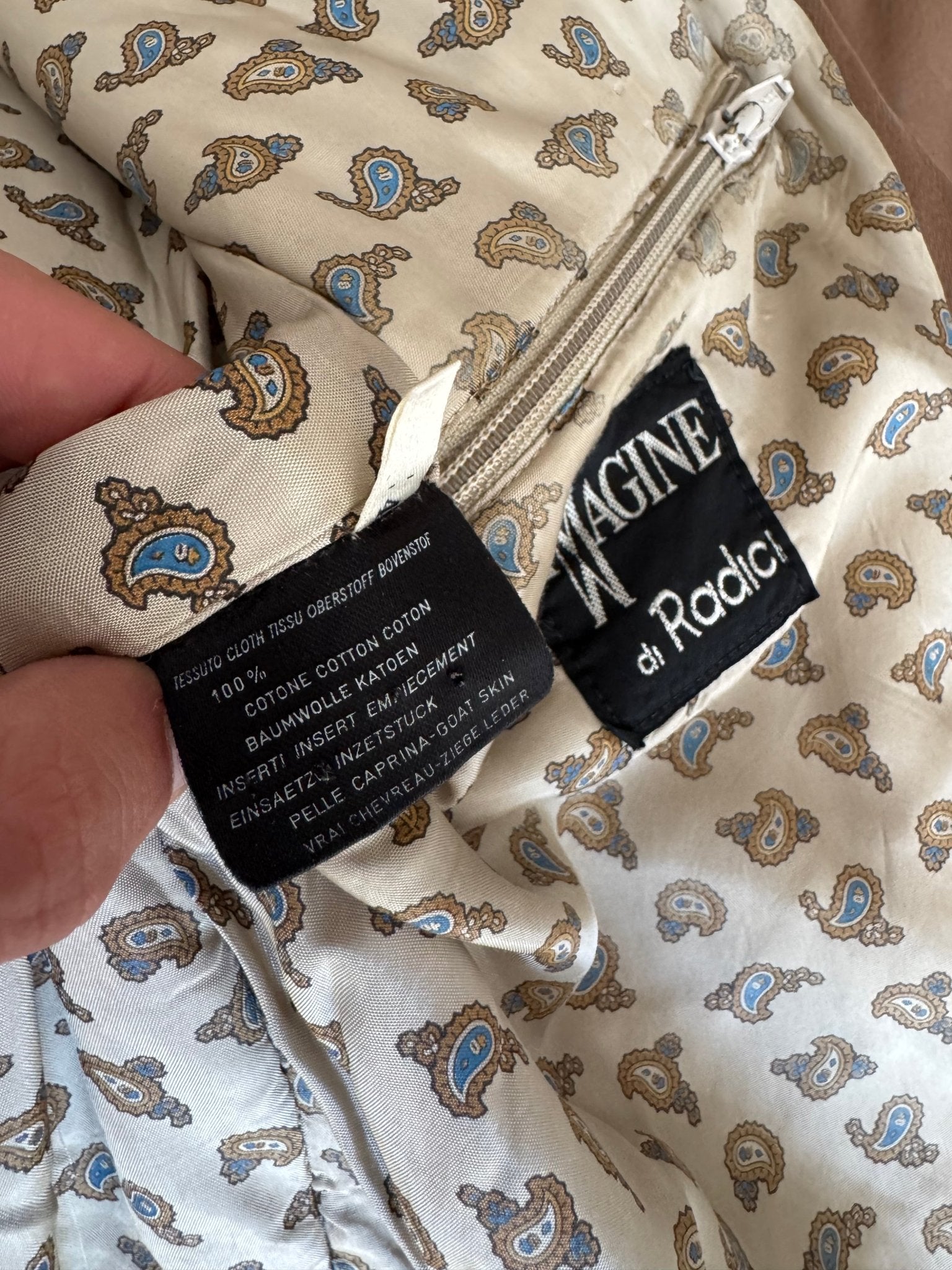 🇮🇹 Geacă Vintage 80’s din Bumbac & Piele de Capră – M (48) – Made in Italy - anbracaminte