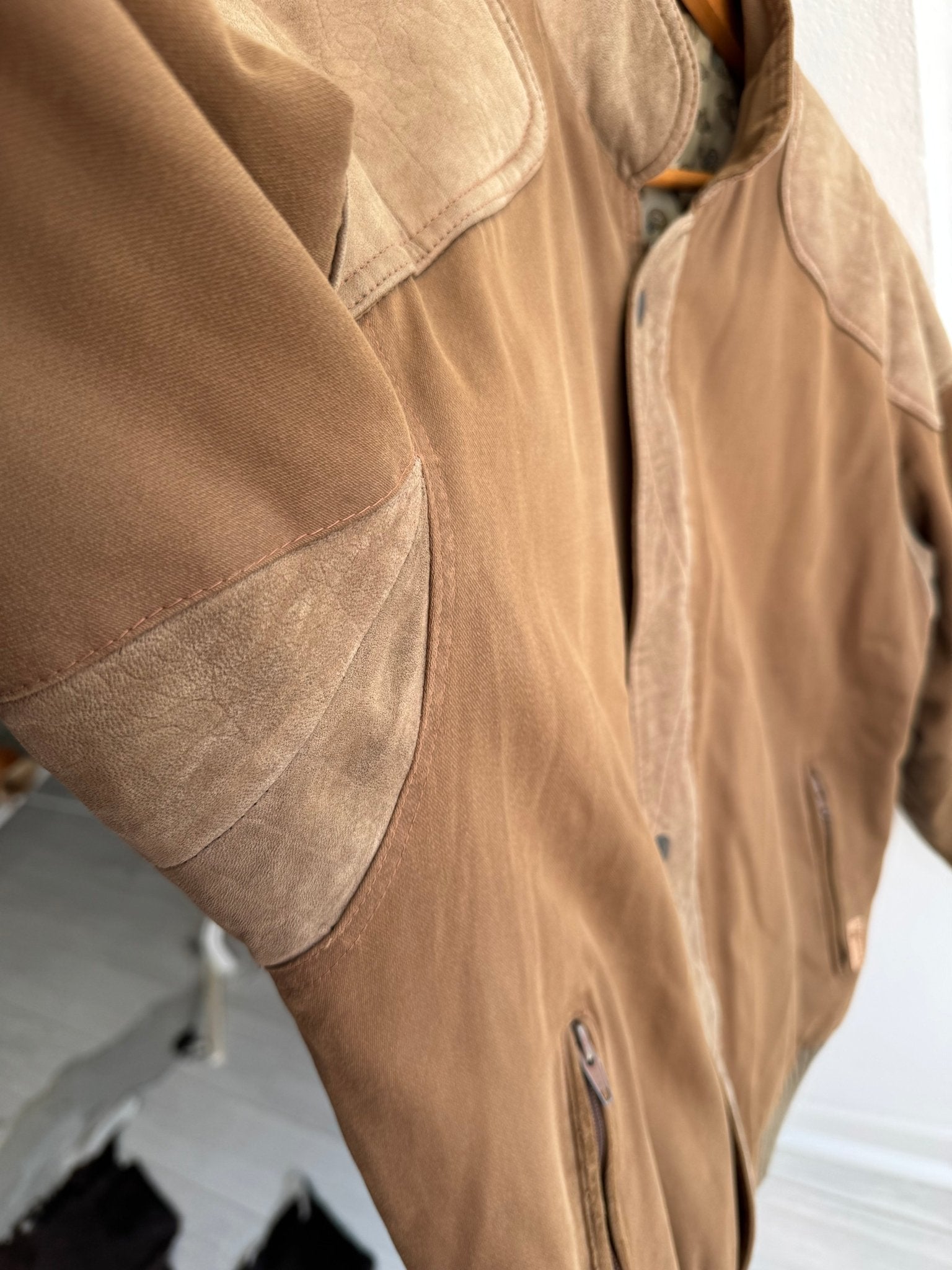 🇮🇹 Geacă Vintage 80’s din Bumbac & Piele de Capră – M (48) – Made in Italy - anbracaminte