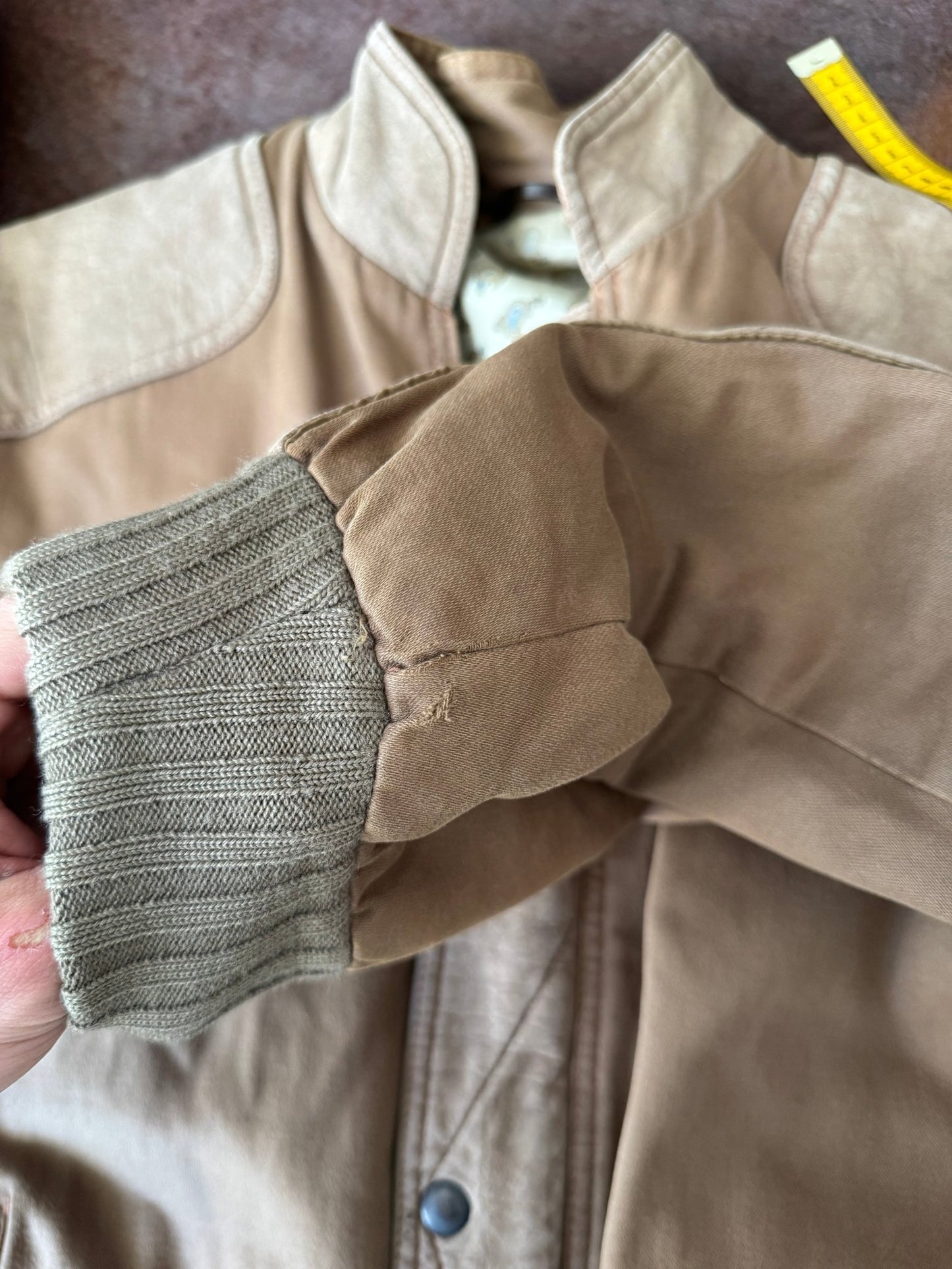 🇮🇹 Geacă Vintage 80’s din Bumbac & Piele de Capră – M (48) – Made in Italy - anbracaminte