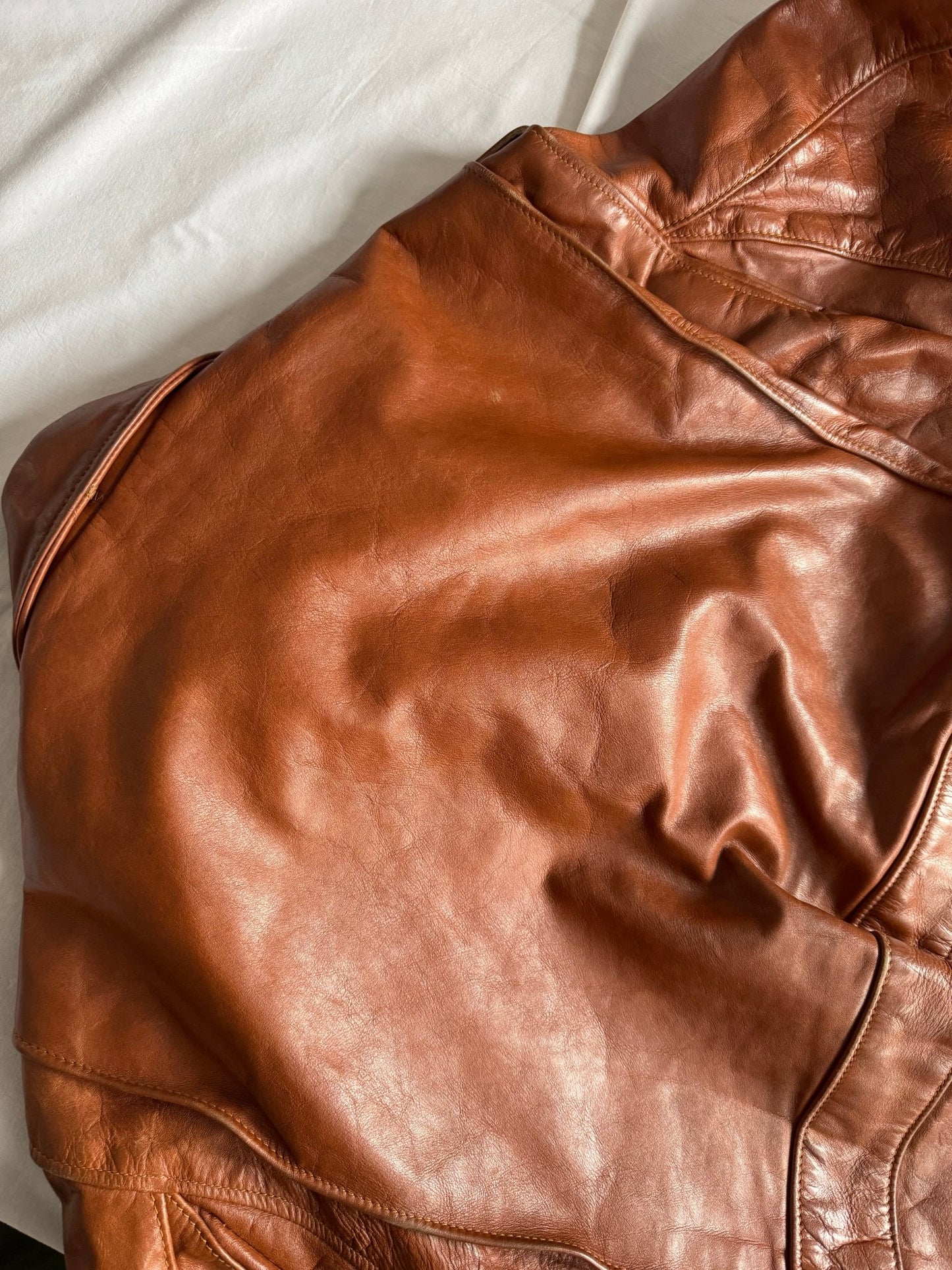 💣 Geacă Vintage 80’s Schott NYC A - 2 din Piele Cognac – L Oversized / XL - anbracaminte