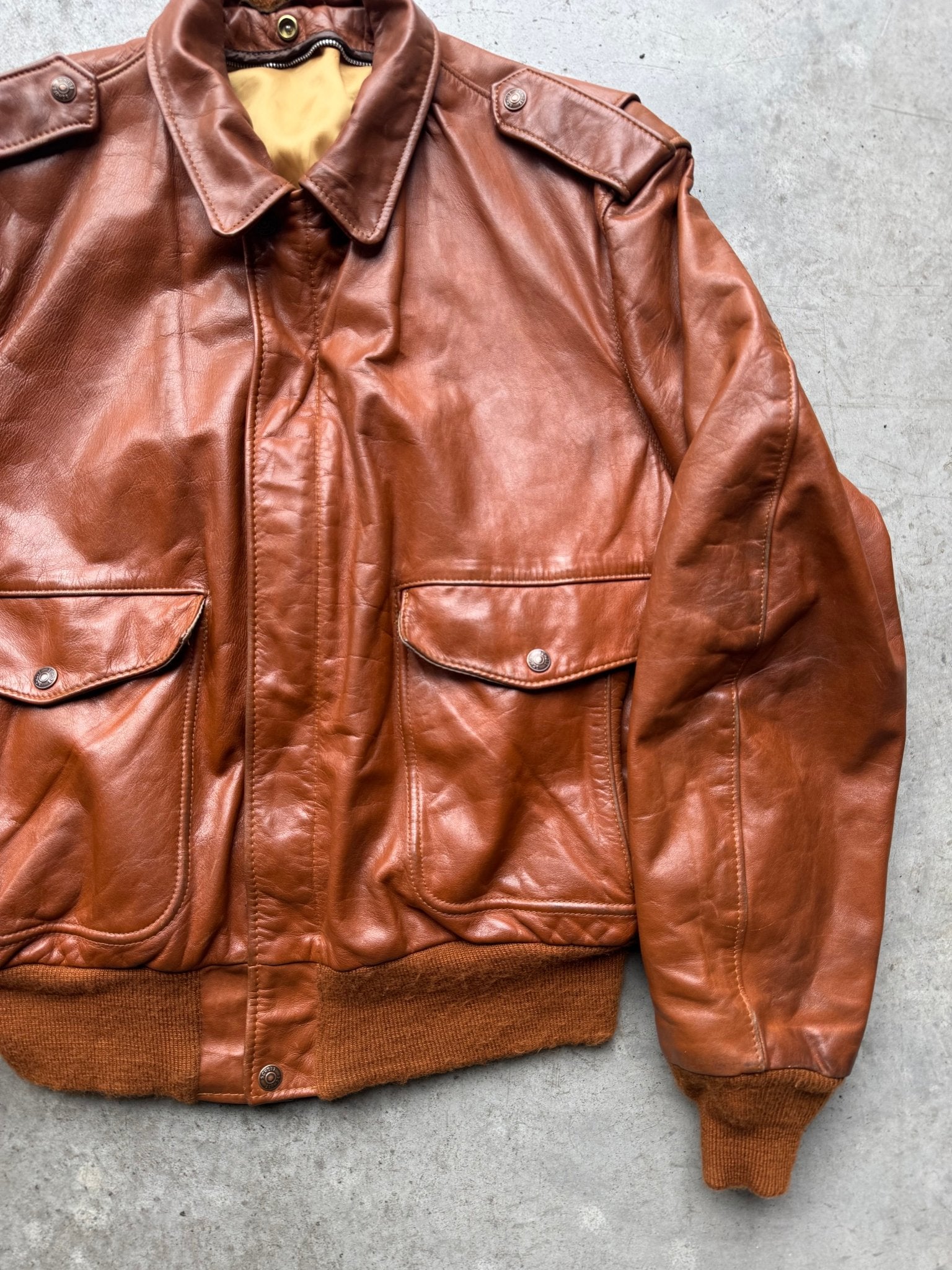 💣 Geacă Vintage 80’s Schott NYC A - 2 din Piele Cognac – L Oversized / XL - anbracaminte