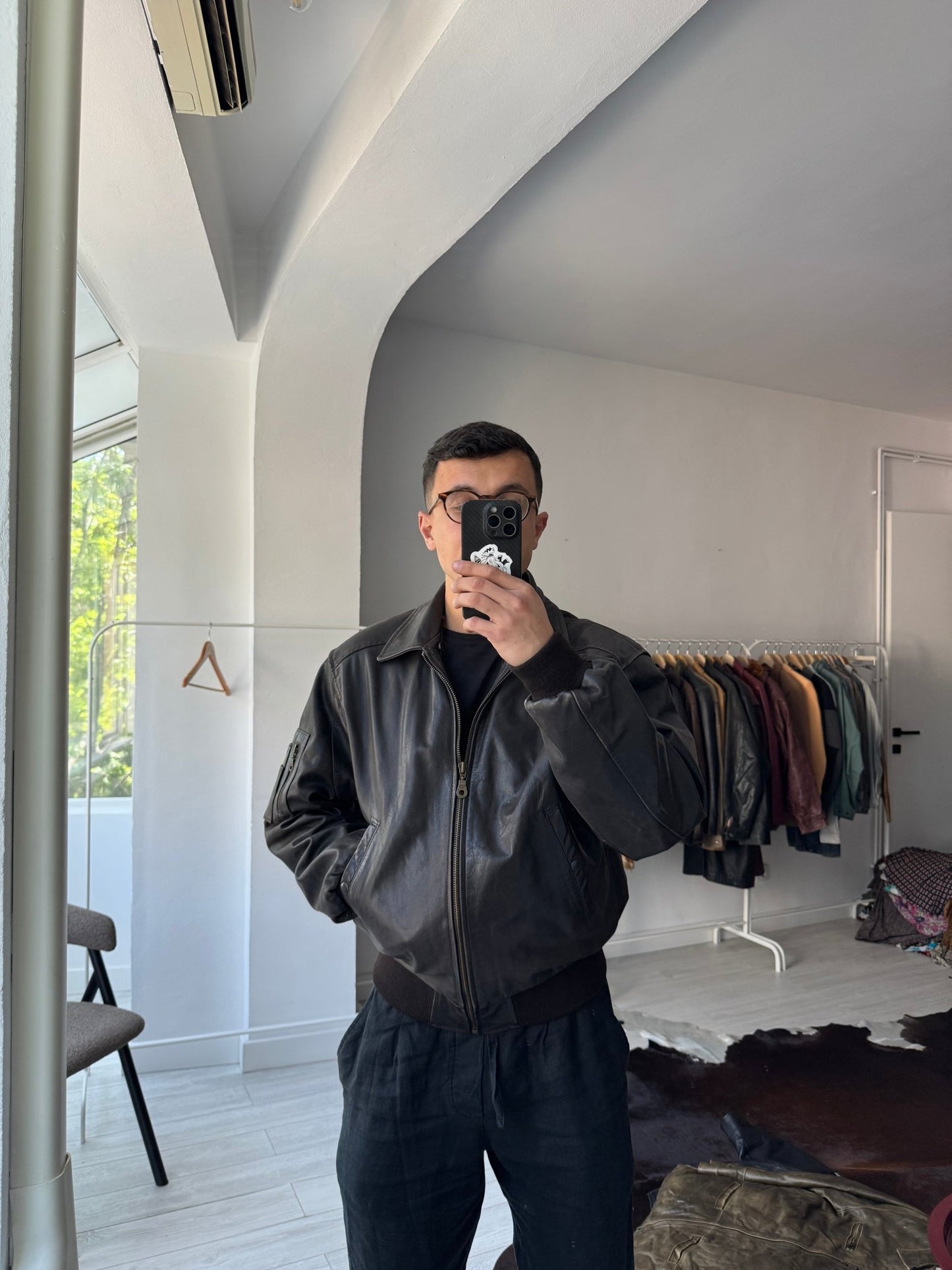 ✈️ Geacă Vintage Bărbați Aviator din Piele – M (Cropped & Boxy Fit) - anbracaminte