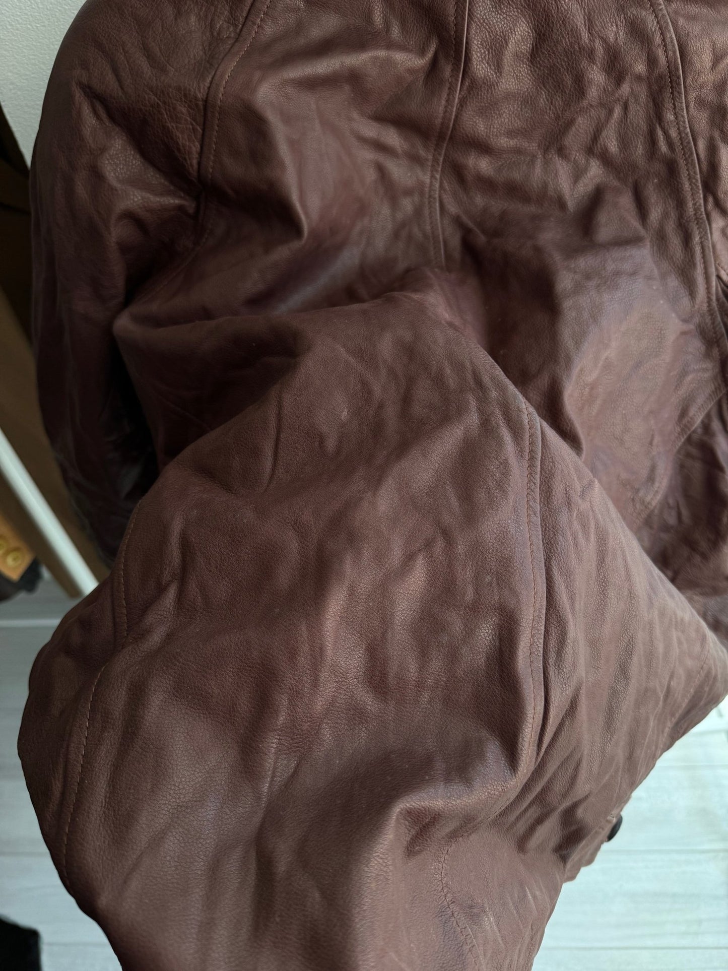 🐻 Geacă Vintage Bărbați din Piele Burgundy/Maro cu Inserții Shearling – XL – Made in Italy - anbracaminte