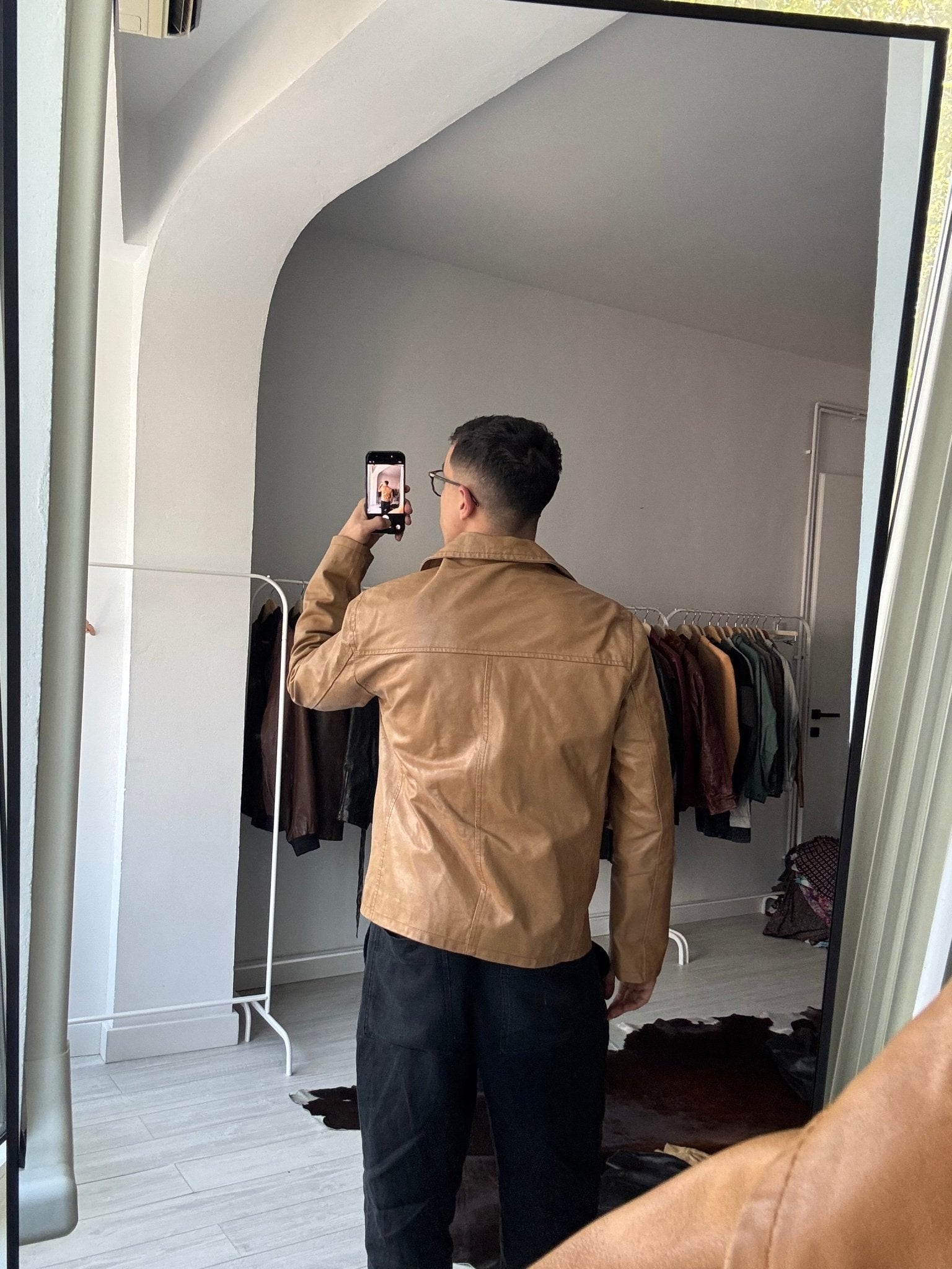 🍨 Geacă Vintage Bărbați din Piele Crem – L – Made in Italy - anbracaminte