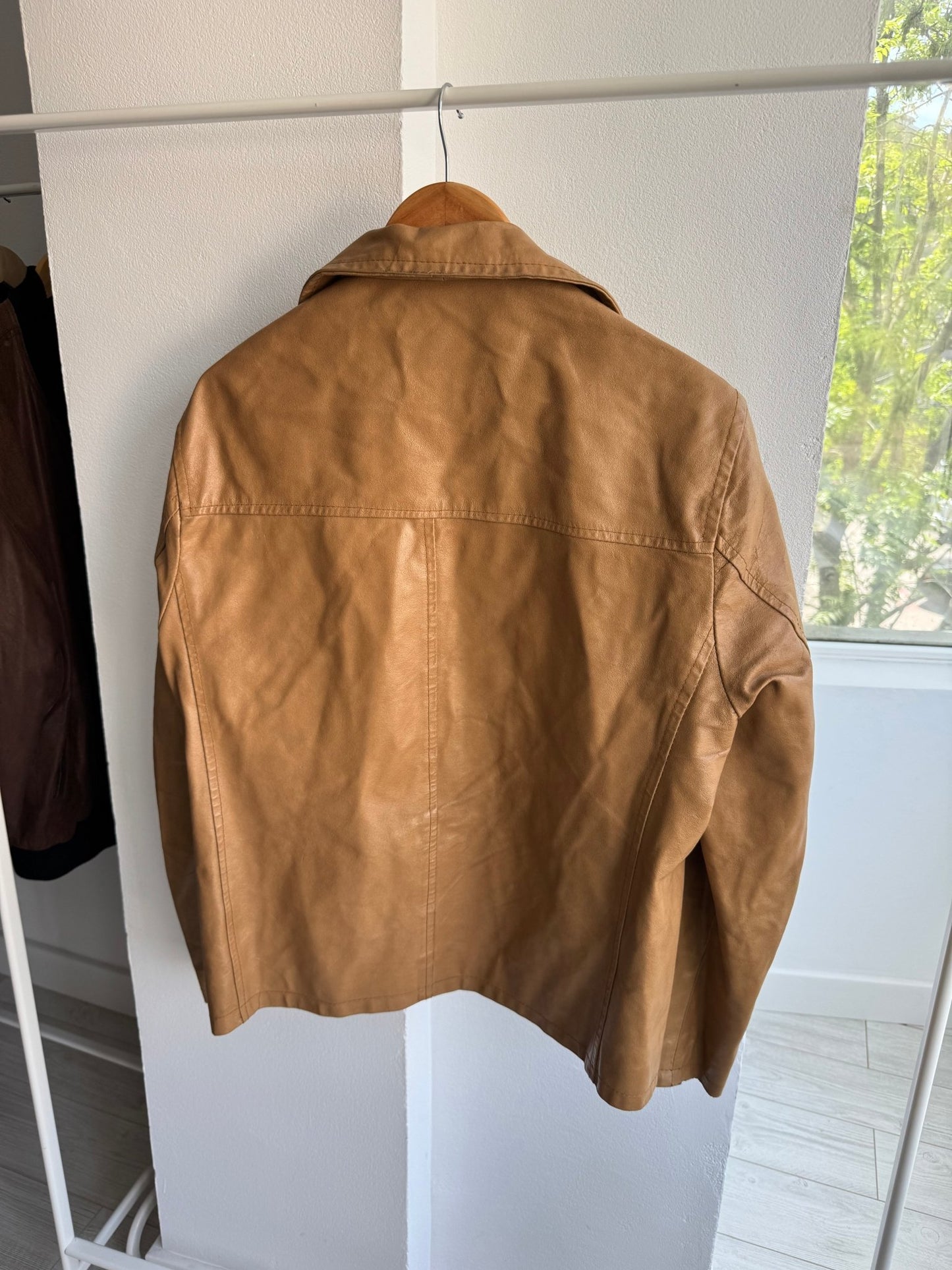 🍨 Geacă Vintage Bărbați din Piele Crem – L – Made in Italy - anbracaminte
