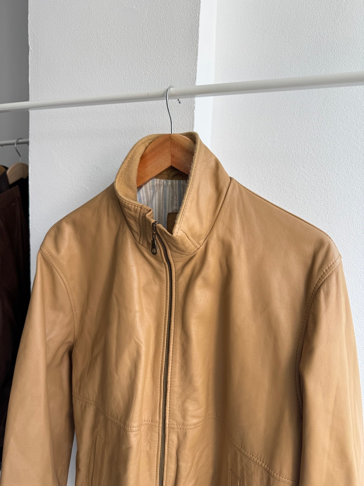 🍨 Geacă Vintage Bărbați din Piele Crem – M/L (46) – Made in Italy - anbracaminte