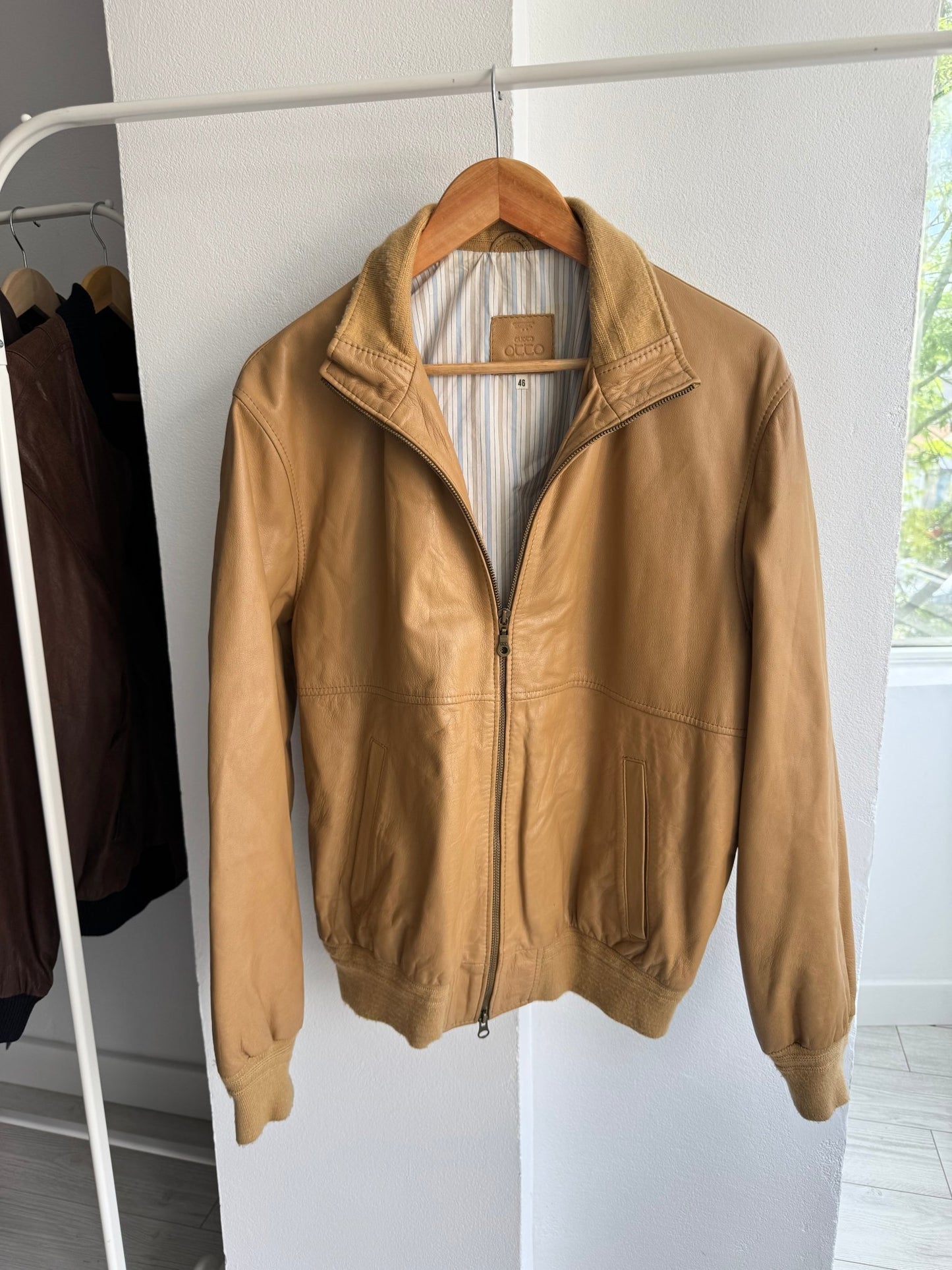 🍨 Geacă Vintage Bărbați din Piele Crem – M/L (46) – Made in Italy - anbracaminte