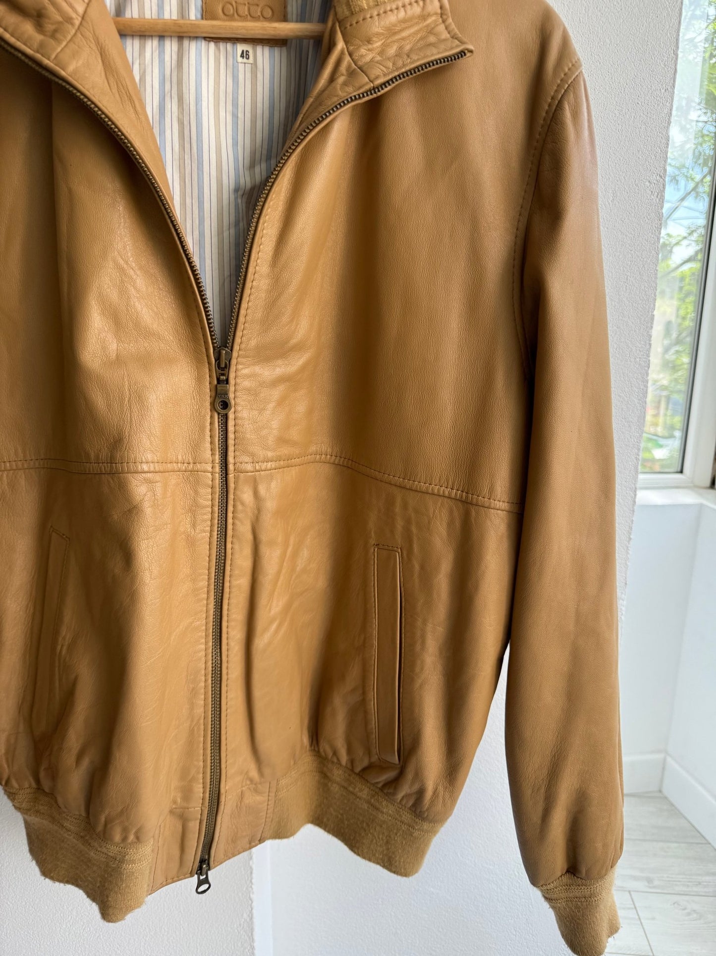 🍨 Geacă Vintage Bărbați din Piele Crem – M/L (46) – Made in Italy - anbracaminte