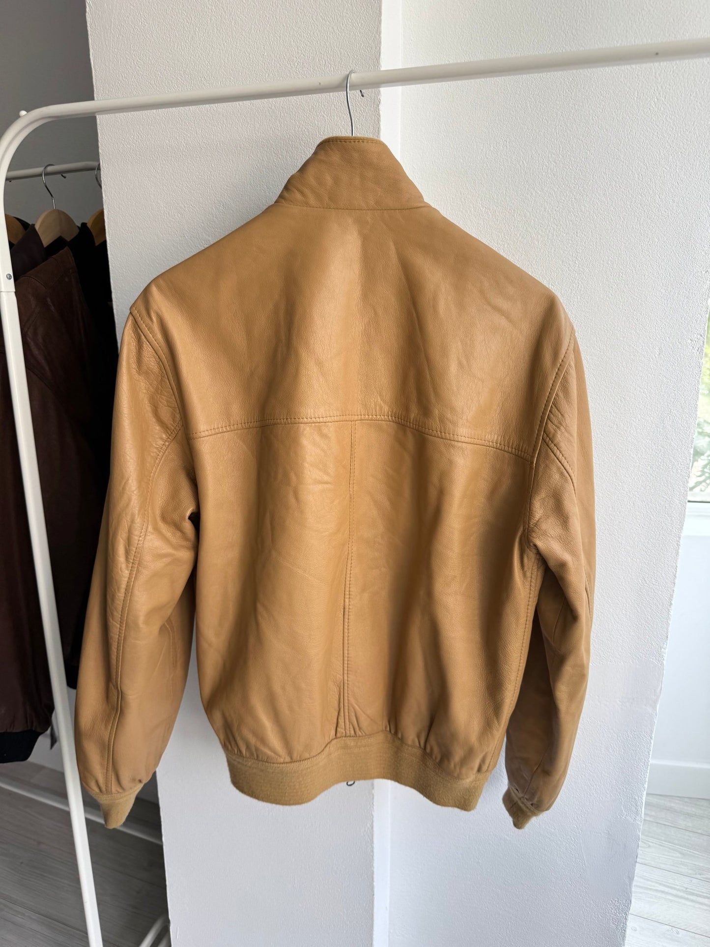 🍨 Geacă Vintage Bărbați din Piele Crem – M/L (46) – Made in Italy - anbracaminte