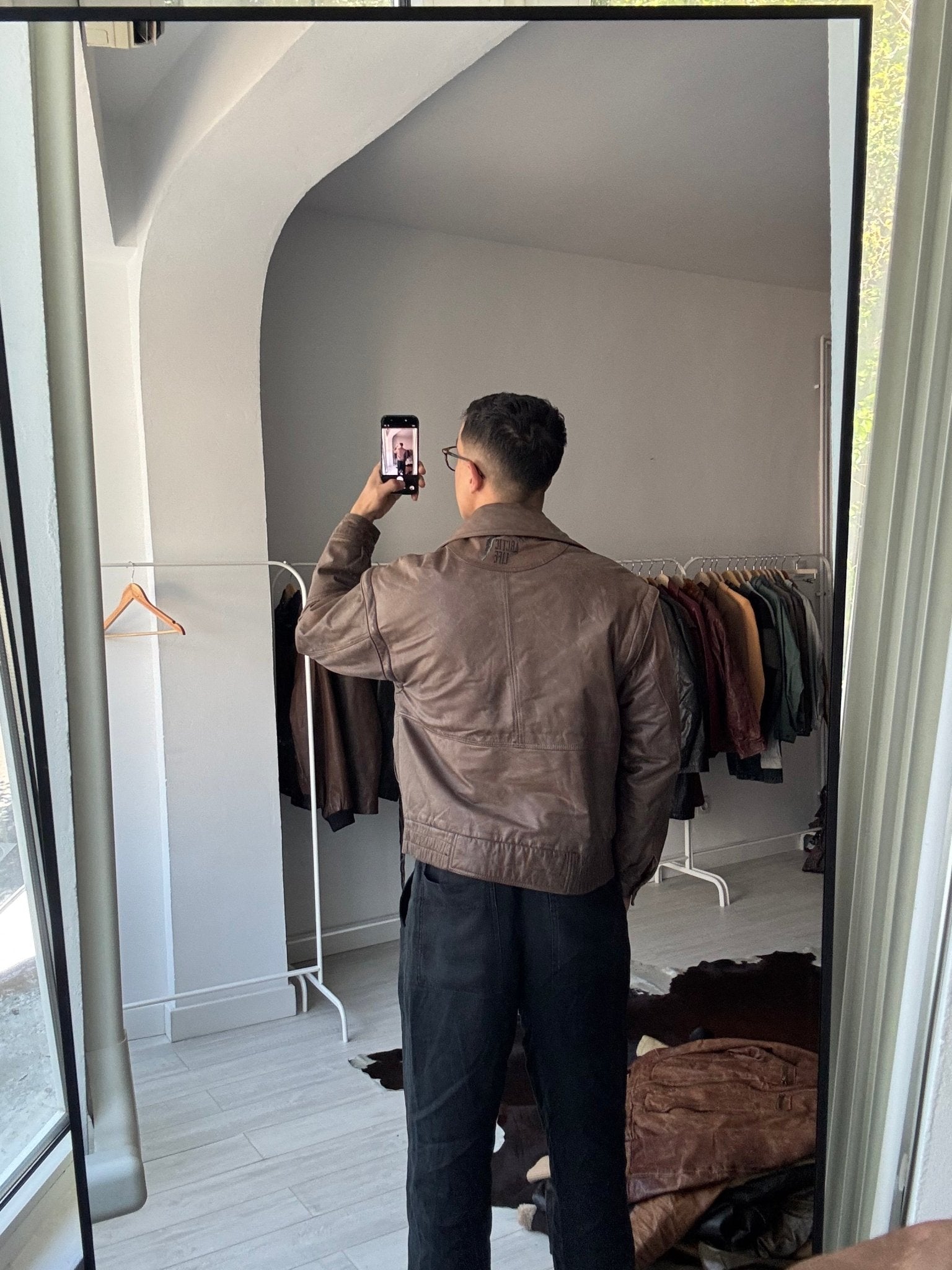 ☀️ Geacă Vintage Bărbați din Piele de Vacă (Cowhide) – Utility Jacket cu Mâneci Detașabile – M (46) - anbracaminte