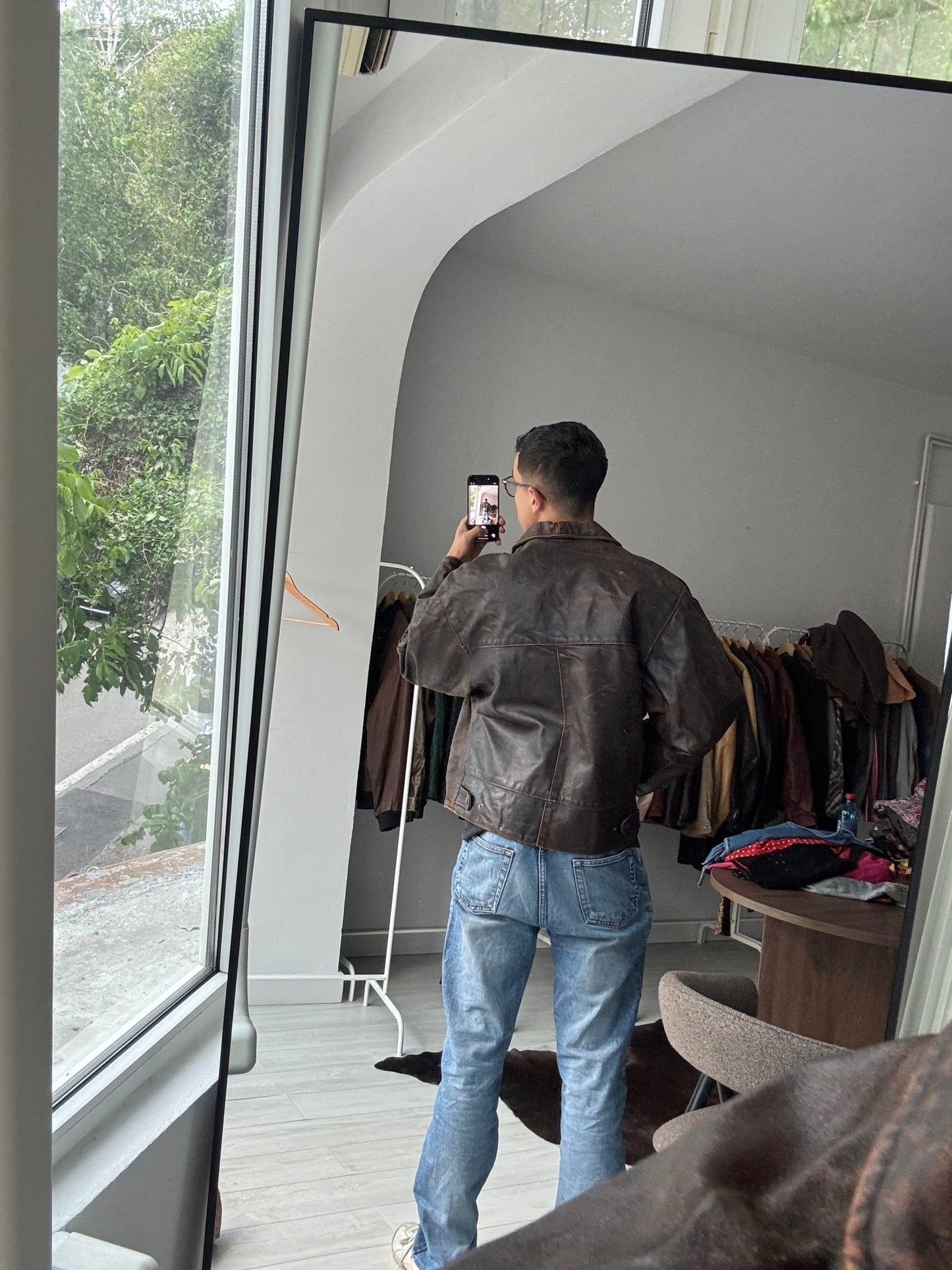 🏍️ Geacă Vintage Bărbați din Piele Faded & Distressed – M (Boxy Fit) - anbracaminte