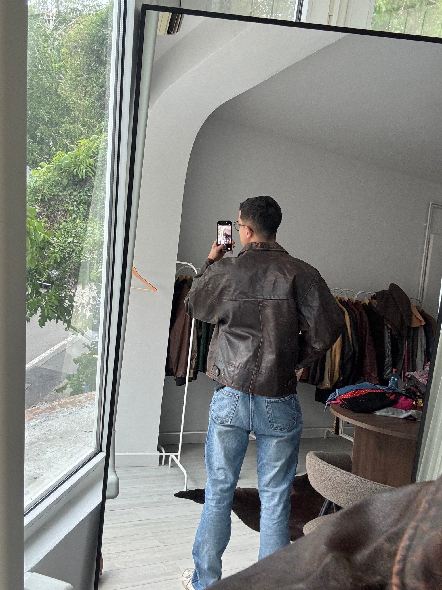 🏍️ Geacă Vintage Bărbați din Piele Faded & Distressed – M (Boxy Fit) - anbracaminte