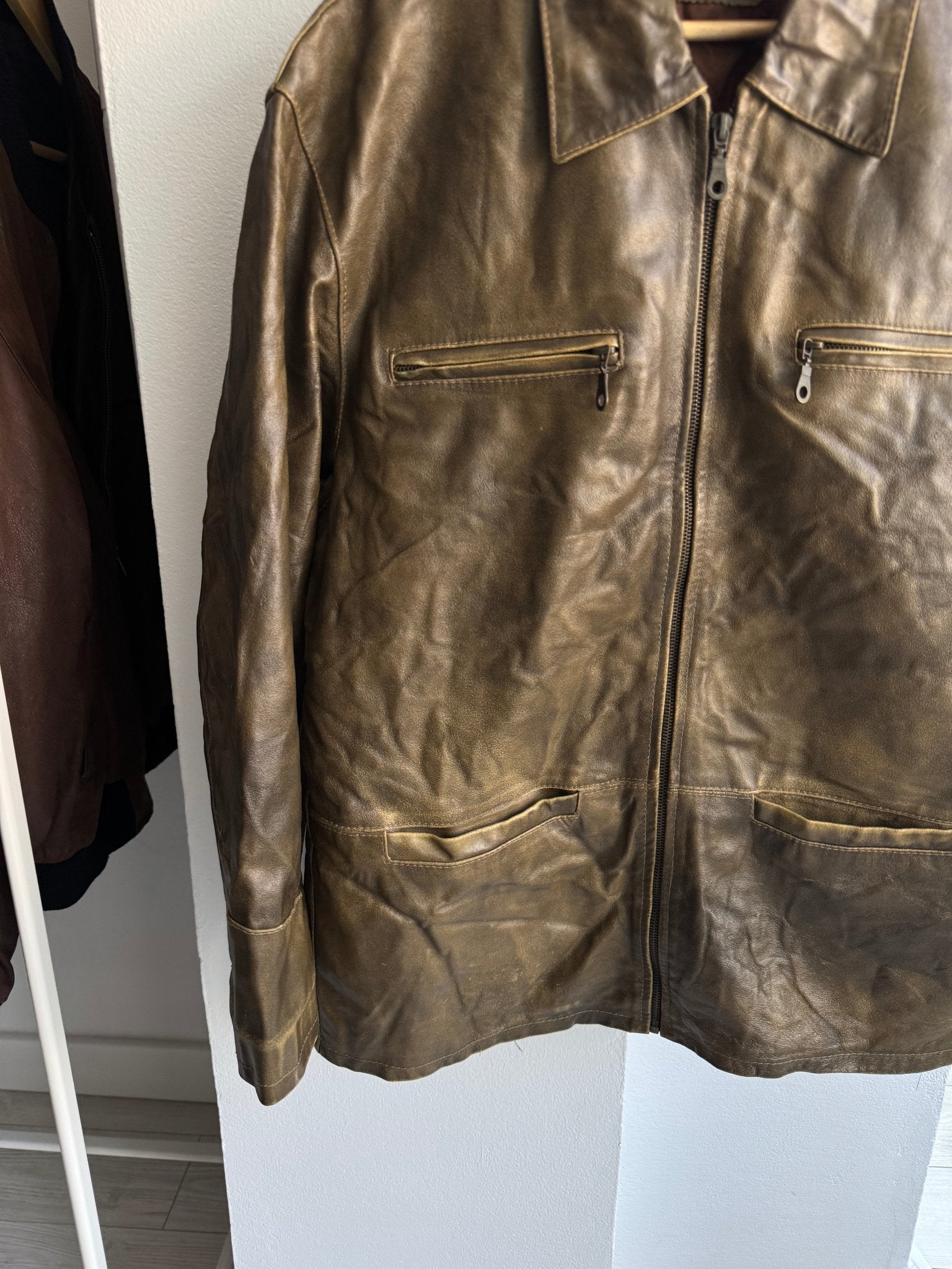 ☀️ Geacă Vintage Bărbați din Piele – Faded & Natural Patina – M – Made in Italy - anbracaminte