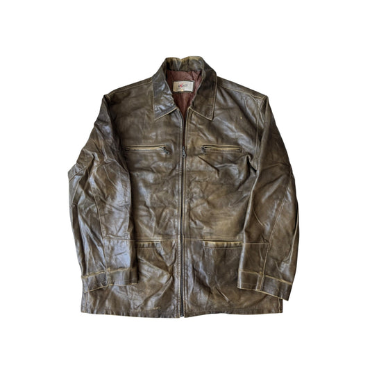 ☀️ Geacă Vintage Bărbați din Piele – Faded & Natural Patina – M – Made in Italy - anbracaminte