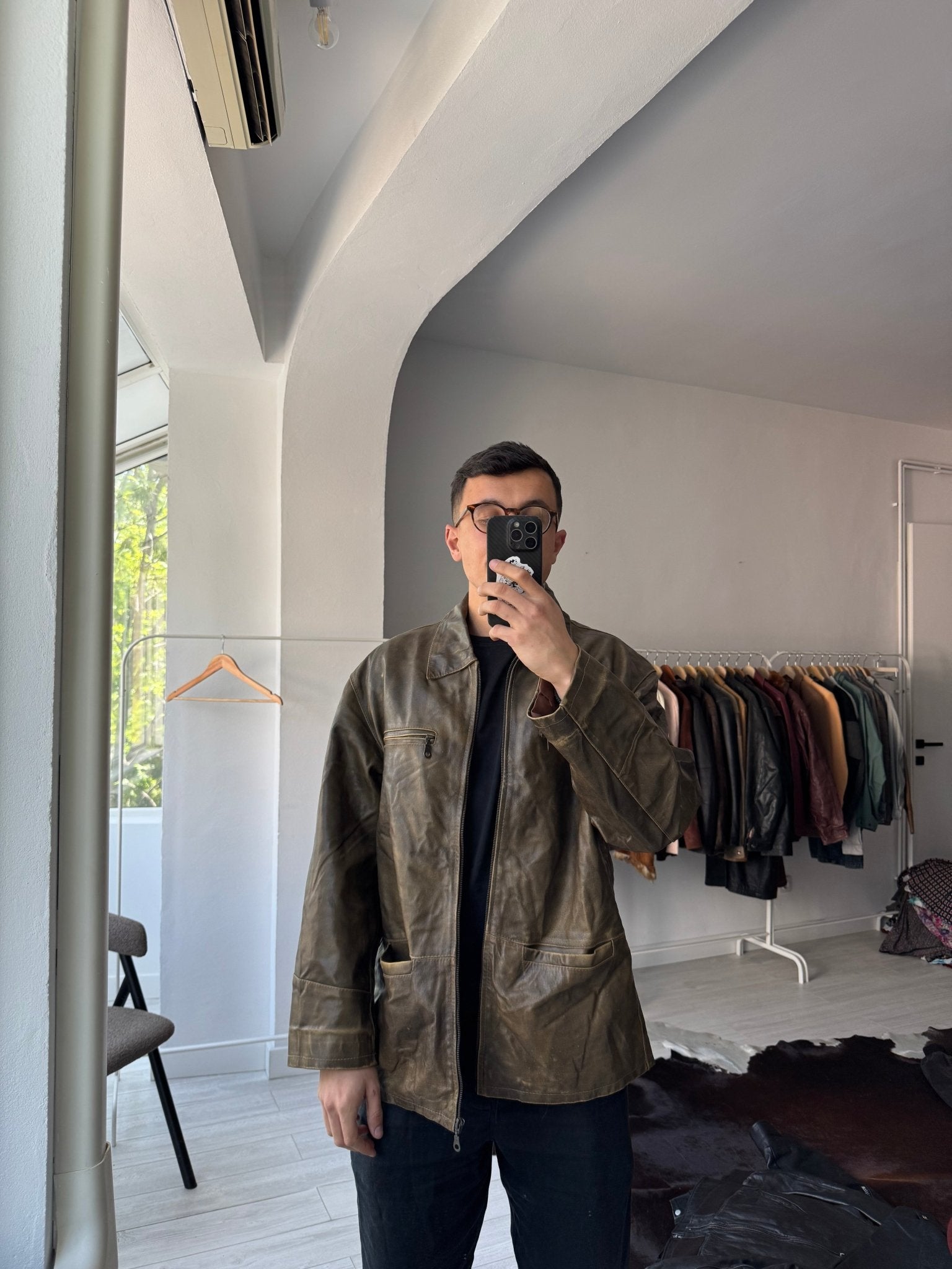 ☀️ Geacă Vintage Bărbați din Piele – Faded & Natural Patina – M – Made in Italy - anbracaminte