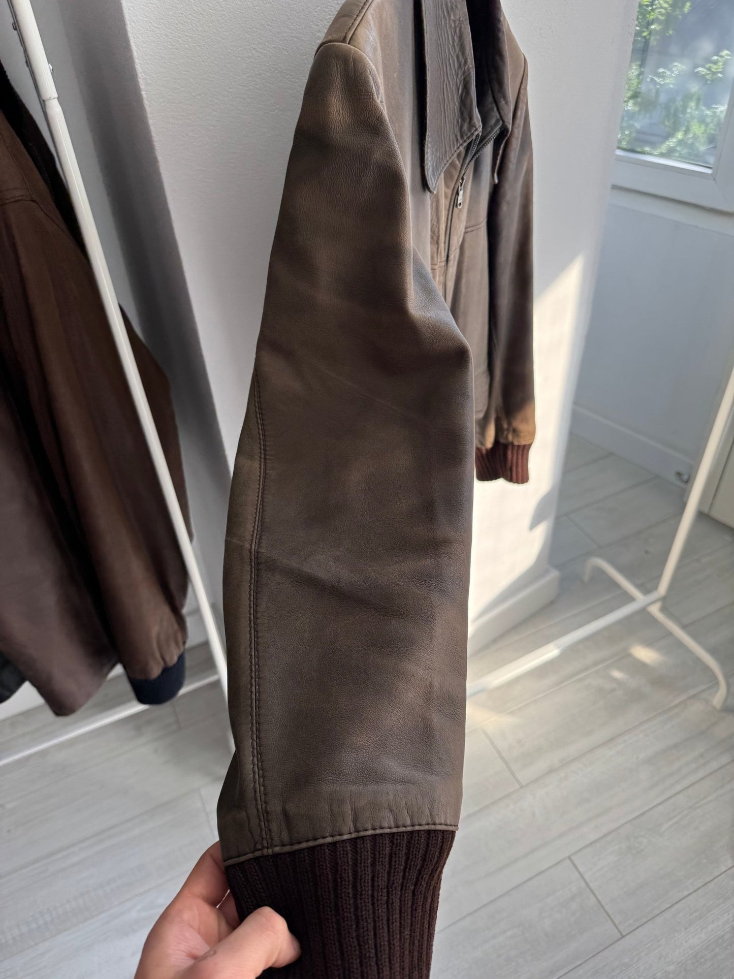 🤎 Geacă Vintage Bărbați din Piele Maro – Faded & Patina – Cropped Fit (M) - anbracaminte