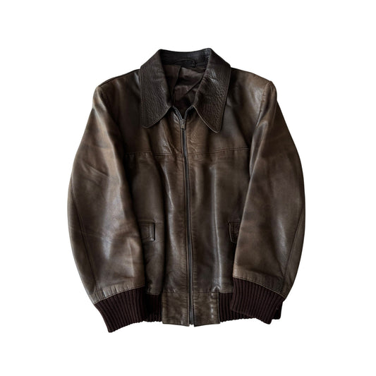 🤎 Geacă Vintage Bărbați din Piele Maro – Faded & Patina – Cropped Fit (M) - anbracaminte