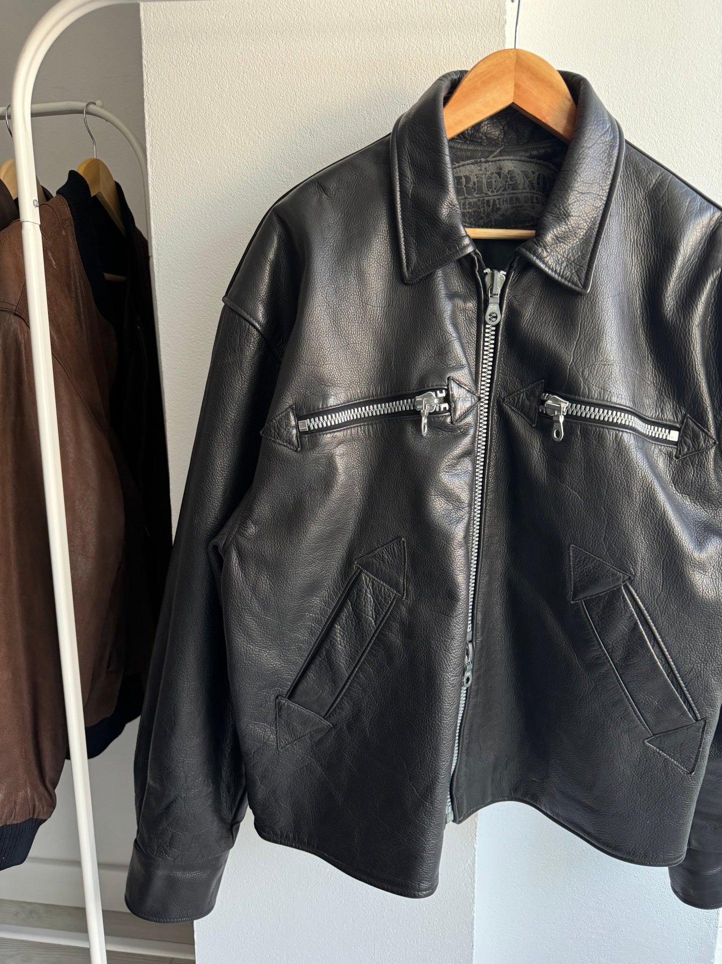 🖤 Geacă Vintage Bărbați din Piele Neagră – XXL - anbracaminte