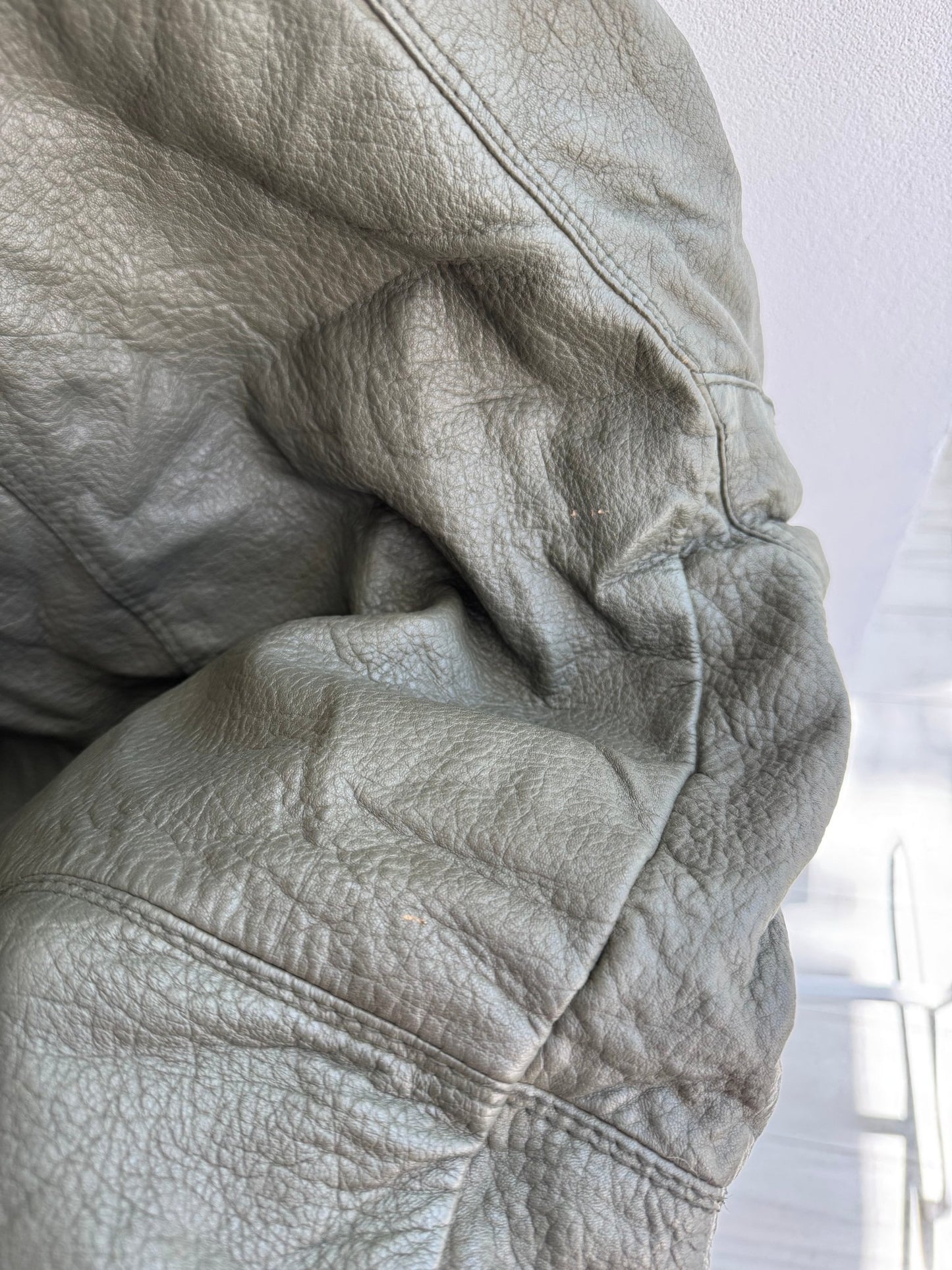 🌲 Geacă Vintage Bărbați din Piele Verde Faded – M (48) – Made in Italy - anbracaminte