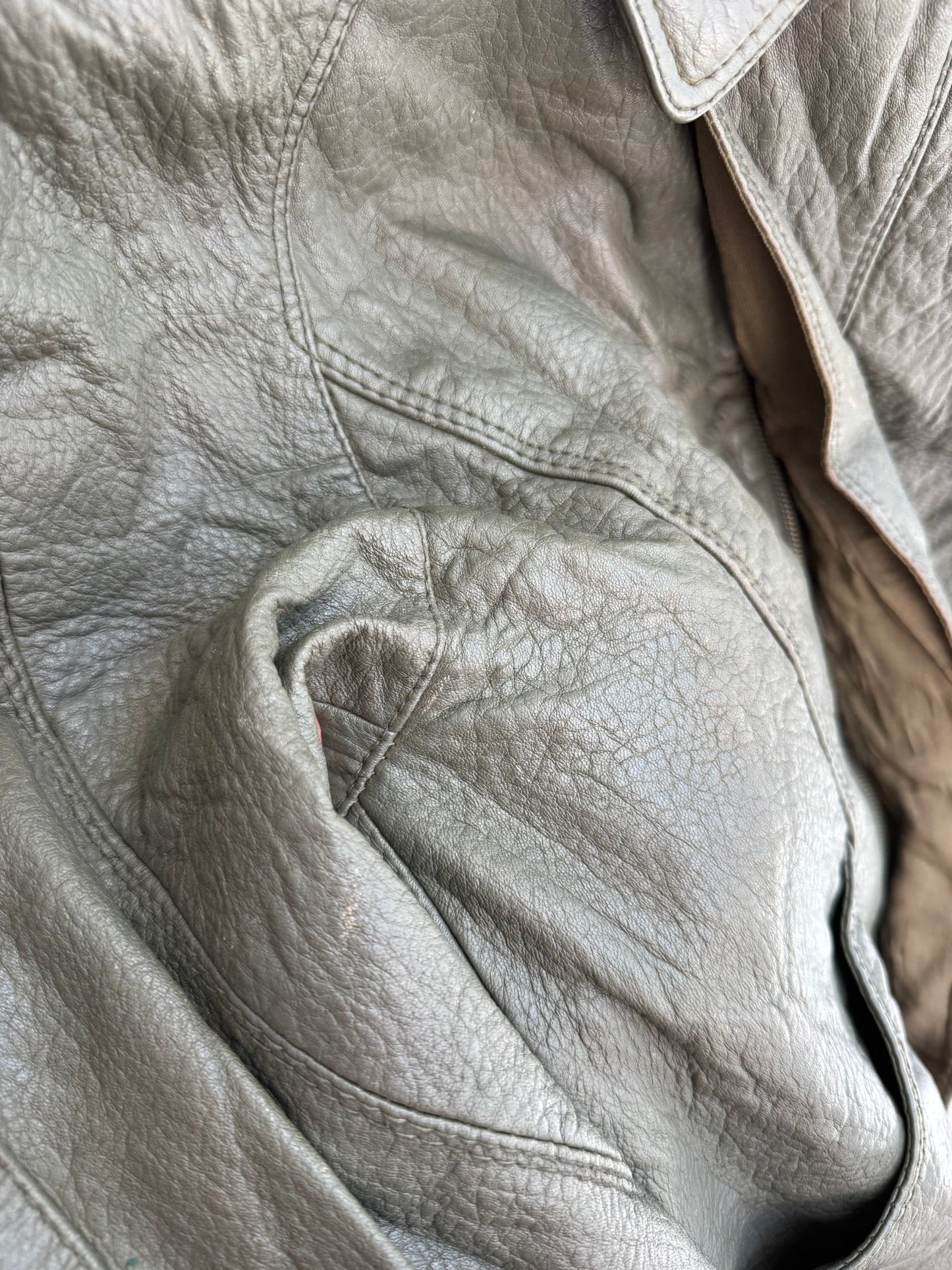 🌲 Geacă Vintage Bărbați din Piele Verde Faded – M (48) – Made in Italy - anbracaminte