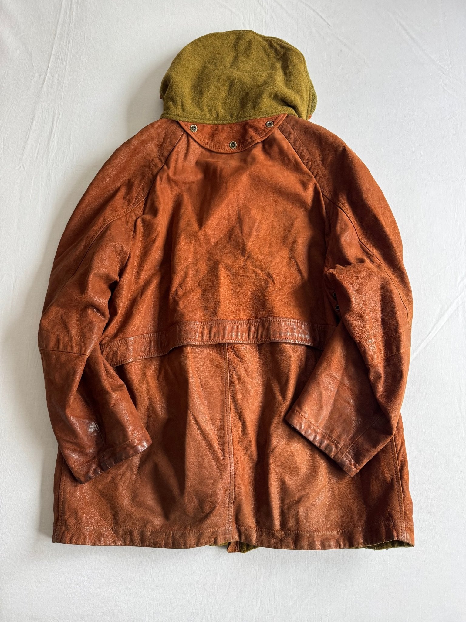 🧥 Geacă Vintage Bărbați Maro din Piele Full Grain cu Fireman Clasp și Glugă Detașabilă – XL - anbracaminte