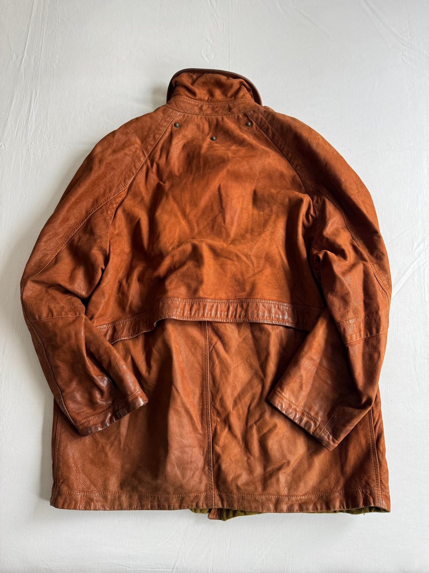 🧥 Geacă Vintage Bărbați Maro din Piele Full Grain cu Fireman Clasp și Glugă Detașabilă – XL - anbracaminte