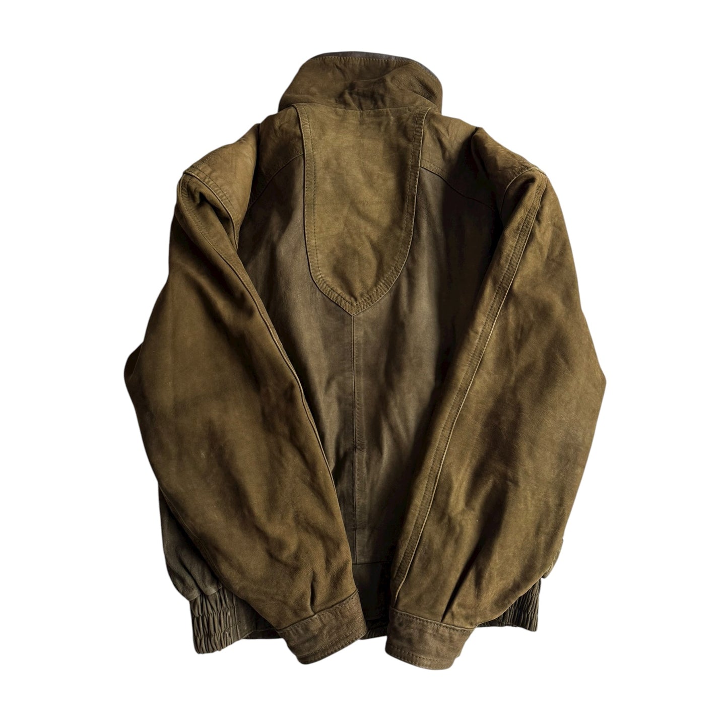 🐐 Geacă Vintage Bomber din Piele de Capră / Olive (Mărime 46 - M) - anbracaminte