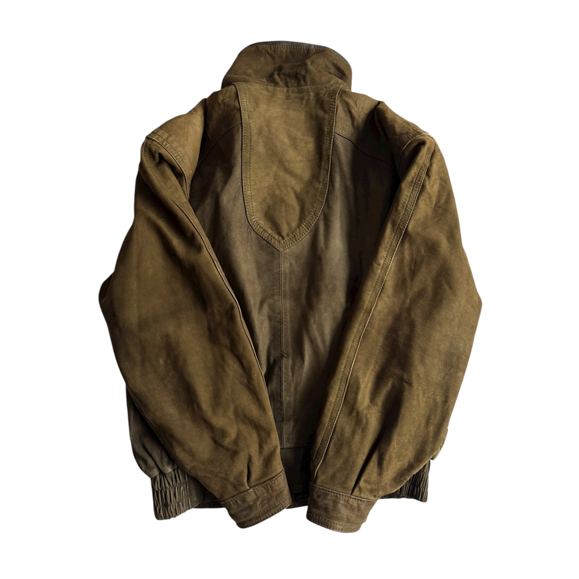 🐐 Geacă Vintage Bomber din Piele de Capră / Olive (Mărime 46 - M) - anbracaminte