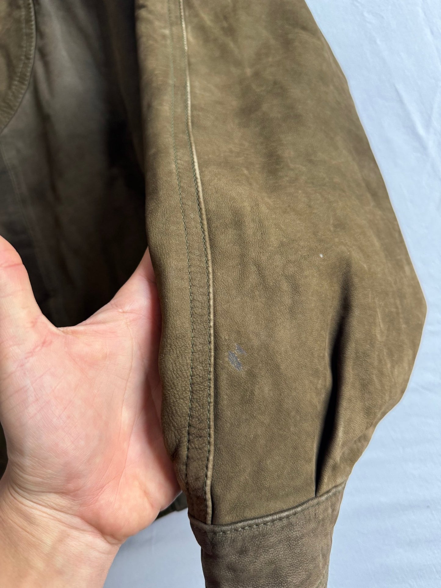 🐐 Geacă Vintage Bomber din Piele de Capră / Olive (Mărime 46 - M) - anbracaminte