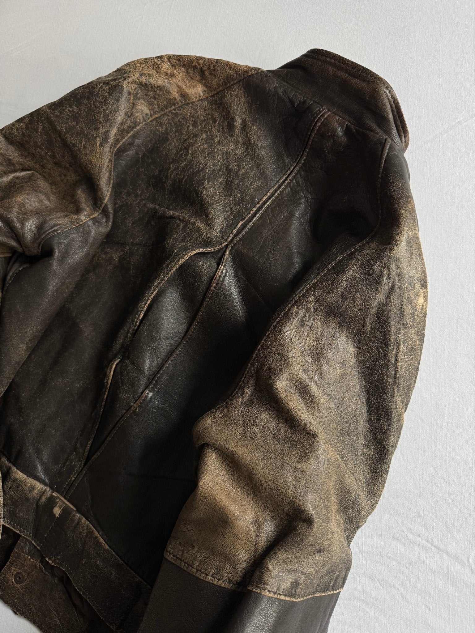 🧥 Geacă Vintage Bomber din Piele / Patină Naturală (Mărime M) - anbracaminte