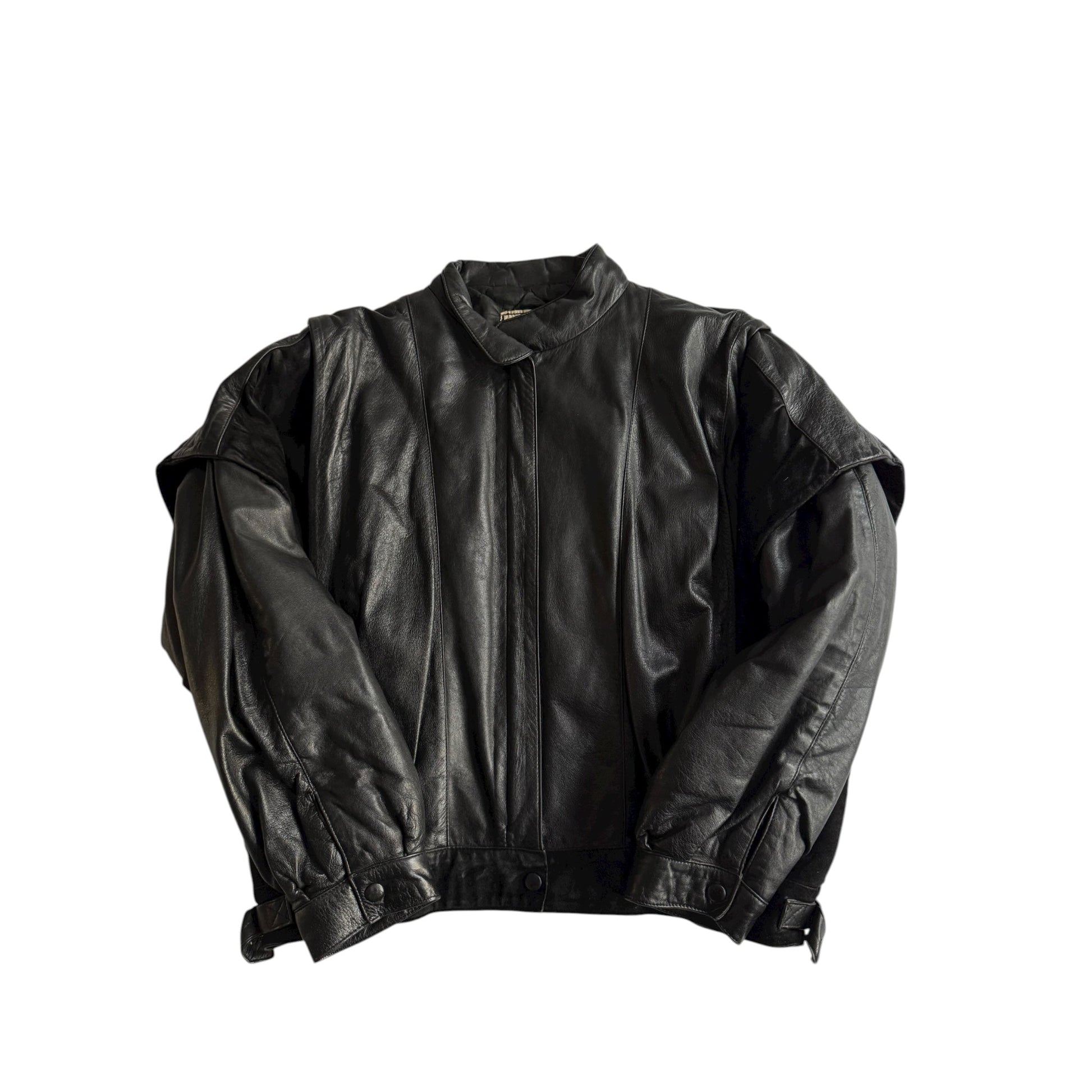 💣 Geacă vintage bomber din piele și piele întoarsă / Neagră (Men’s S) - anbracaminte