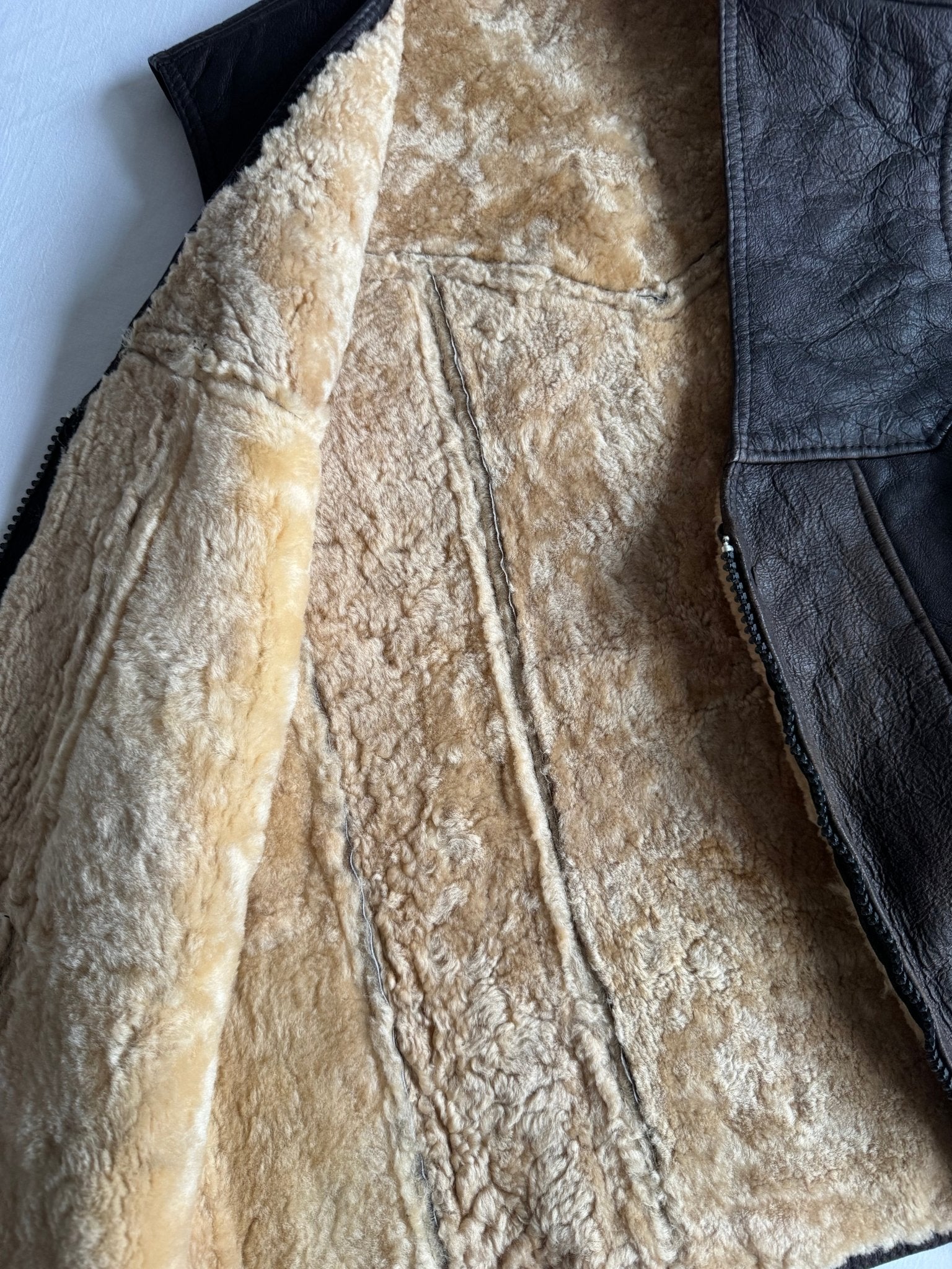 💣 Geacă vintage bomber din piele și piele întoarsă / Neagră (Men’s S) - anbracaminte