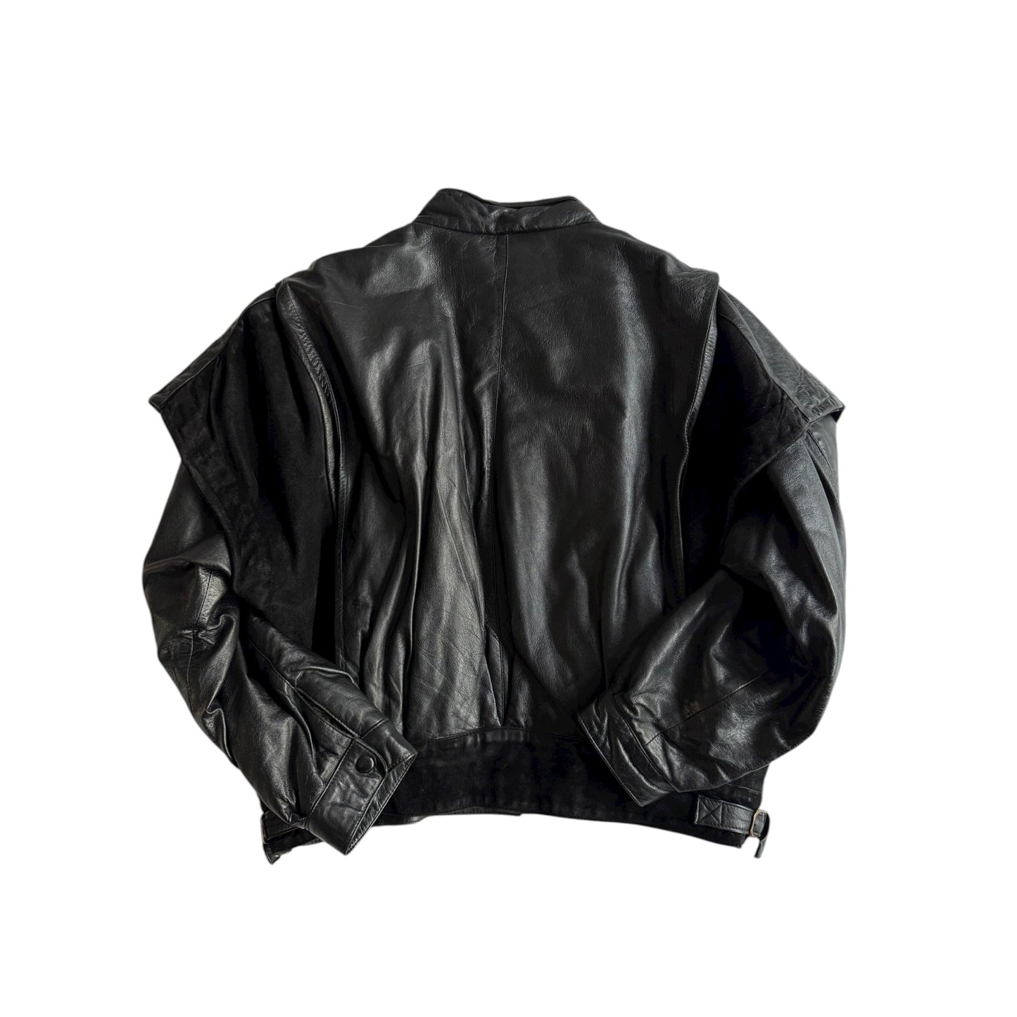 💣 Geacă vintage bomber din piele și piele întoarsă / Neagră (Men’s S) - anbracaminte