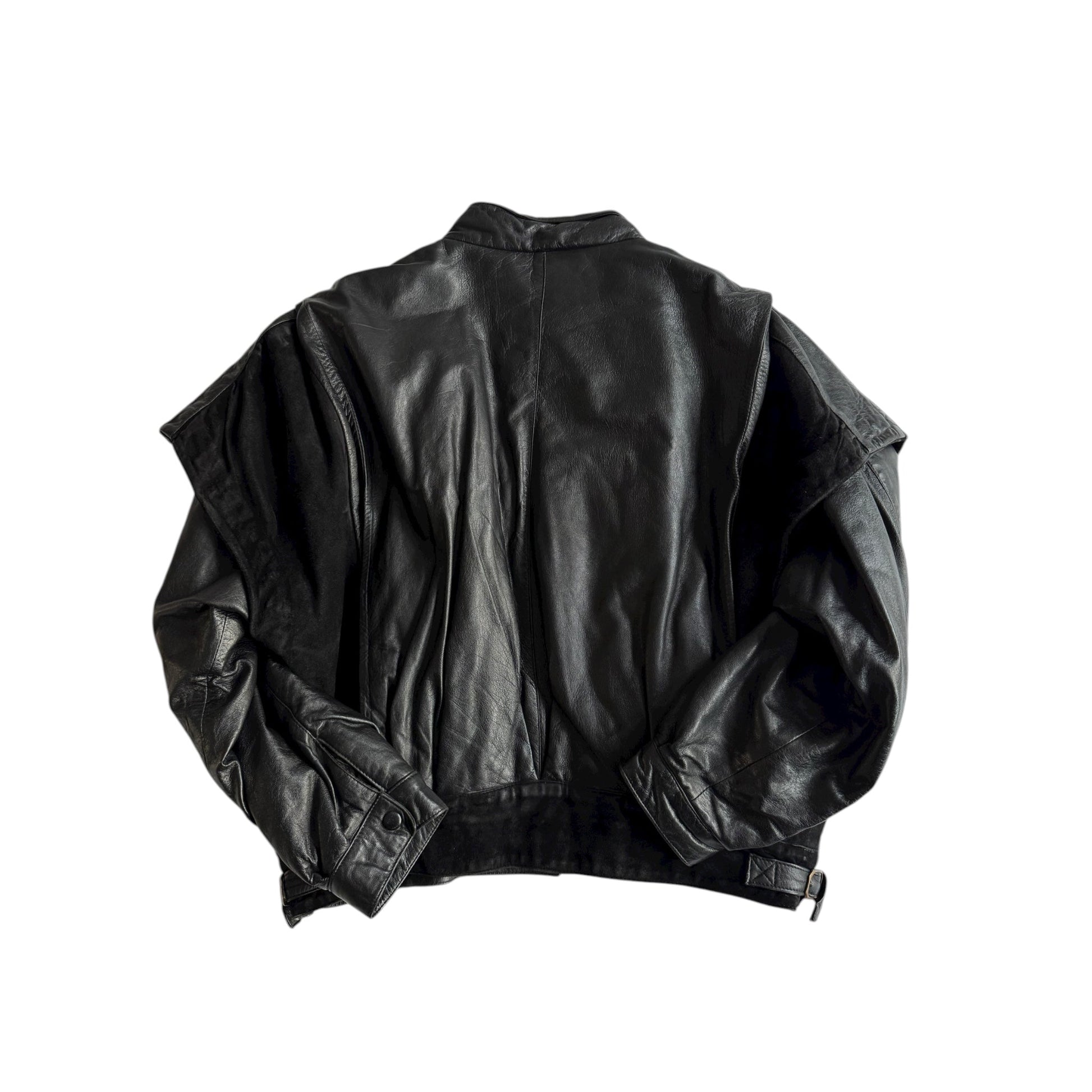 💣 Geacă vintage bomber din piele și piele întoarsă / Neagră (Men’s S) - anbracaminte
