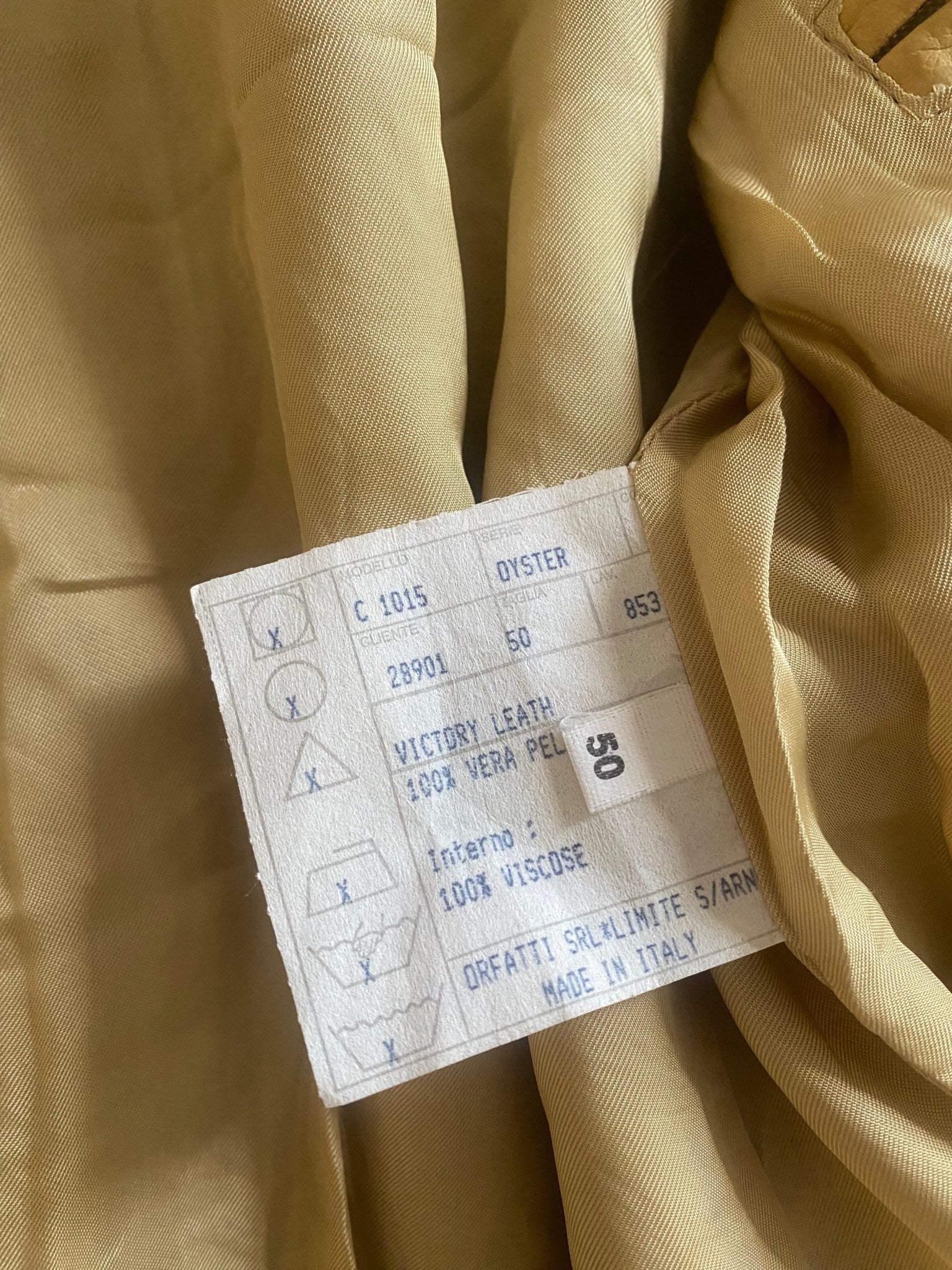 Geacă Vintage Crem din Piele – Made in Italy, Guler 70s - anbracaminte