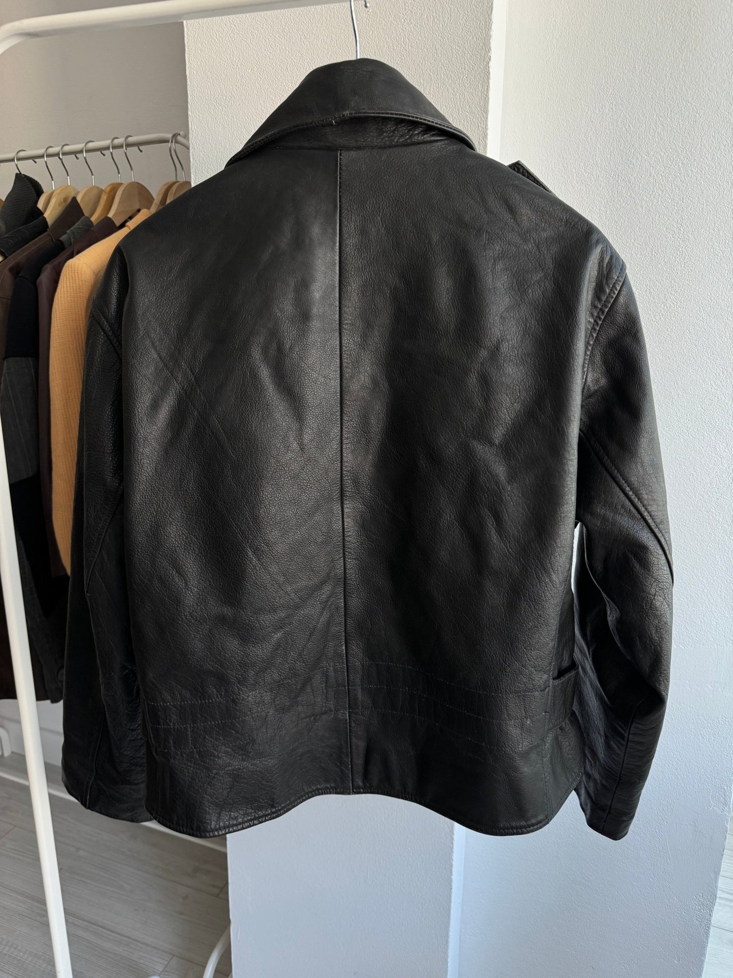 🏍️ Geacă Vintage Damă Biker din Piele Neagră – S (Oversized Fit) - anbracaminte
