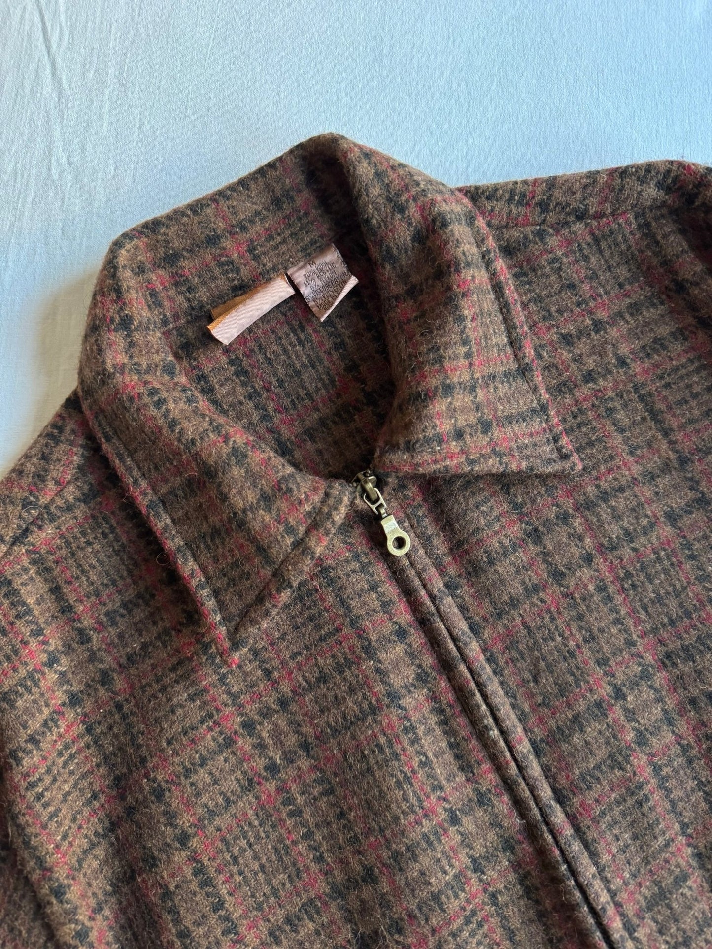 🪵 Geacă Vintage Damă din Lână cu Model Plaid – M - anbracaminte
