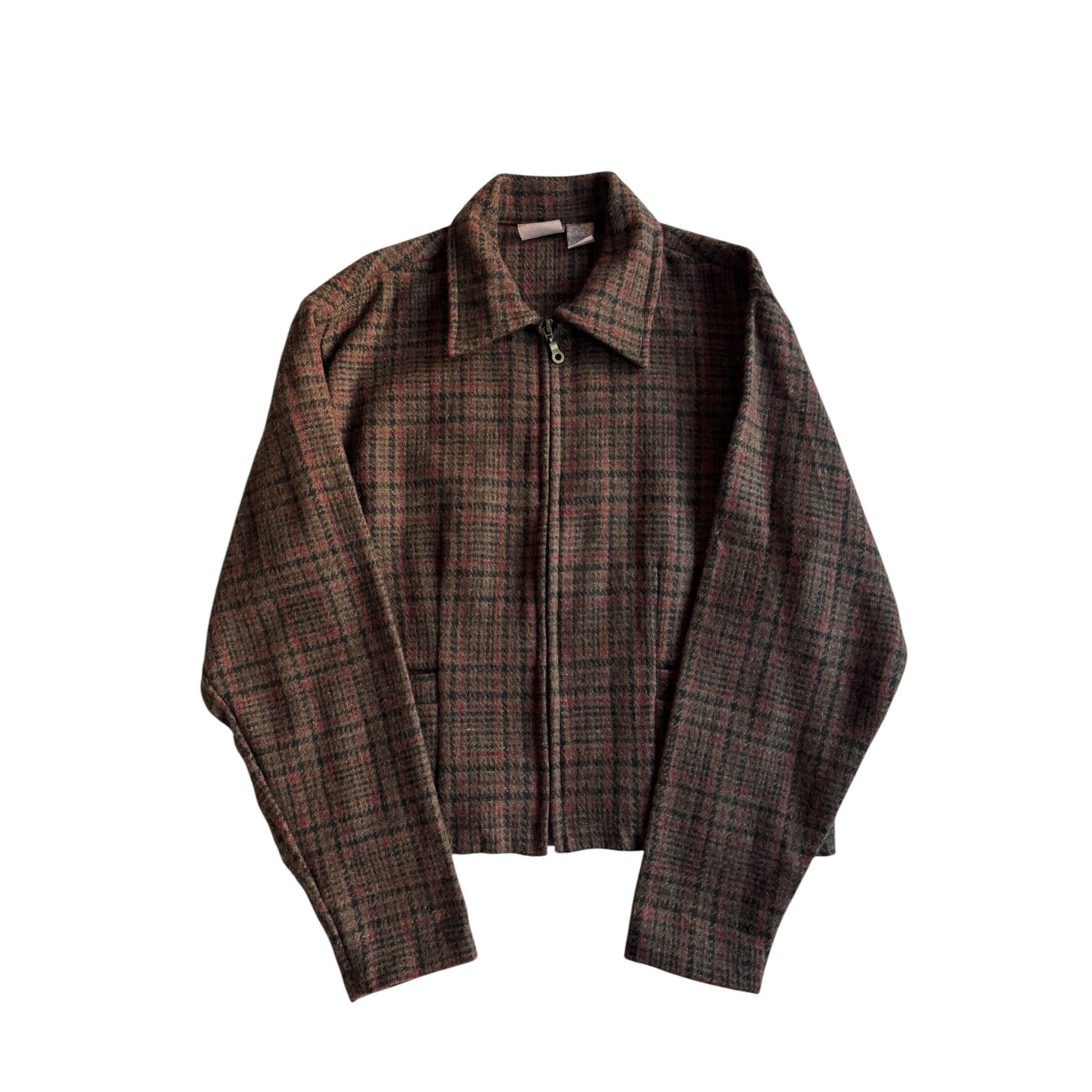 🪵 Geacă Vintage Damă din Lână cu Model Plaid – M - anbracaminte