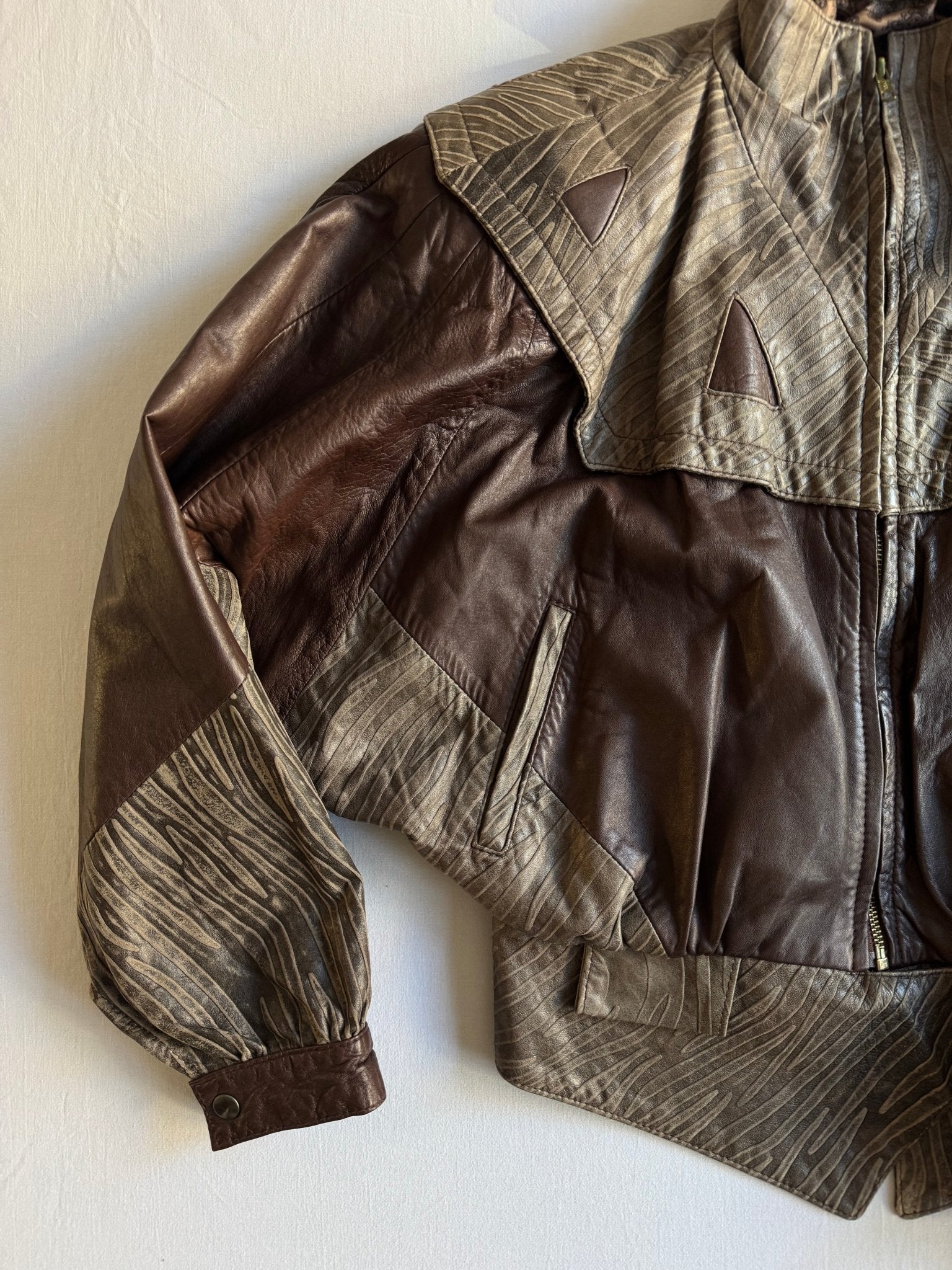🤎 Geacă Vintage Damă din Piele Maro Texturată – Made in Italy – S - anbracaminte