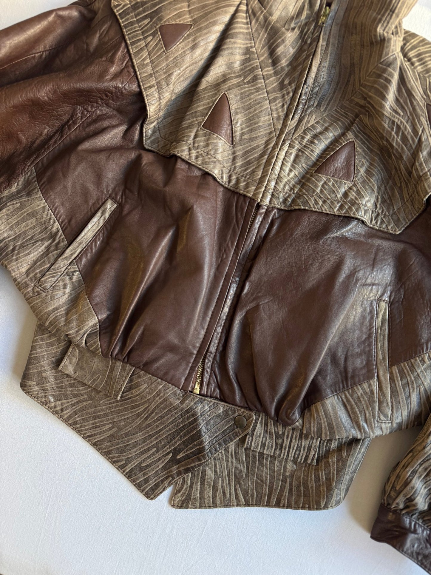 🤎 Geacă Vintage Damă din Piele Maro Texturată – Made in Italy – S - anbracaminte