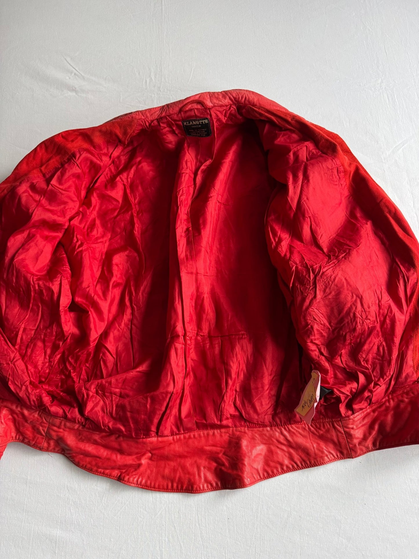🍒 Geacă Vintage Damă din Piele & Suede Roșu – Made in Germany – M/L - anbracaminte