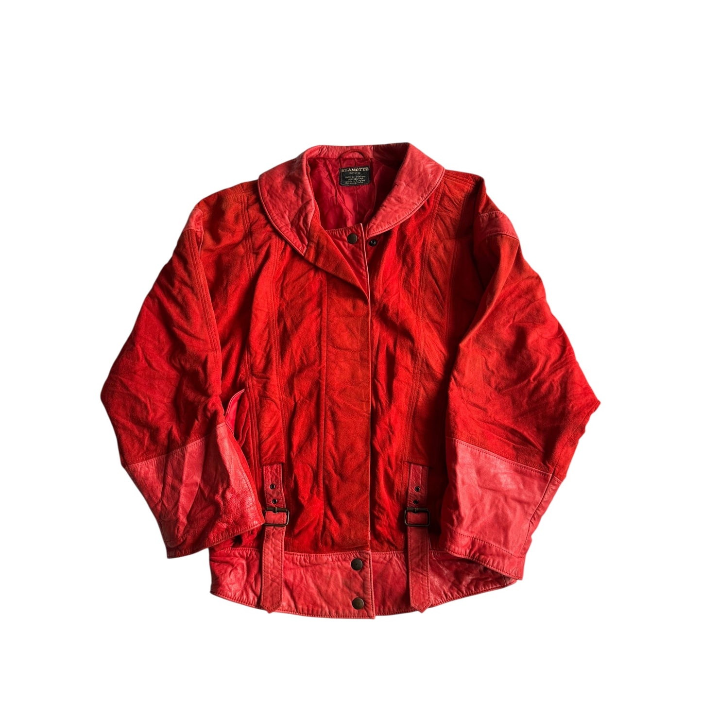 🍒 Geacă Vintage Damă din Piele & Suede Roșu – Made in Germany – M/L - anbracaminte