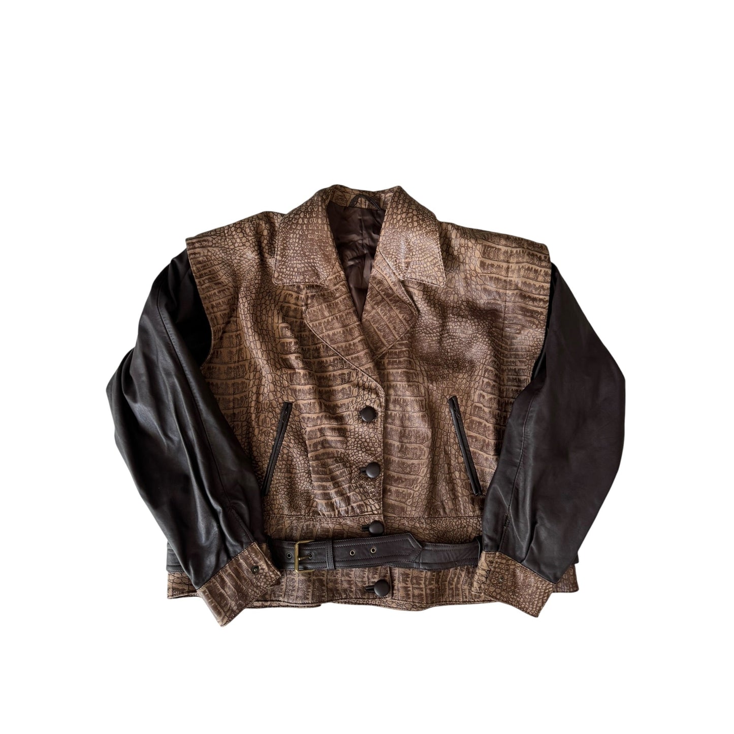🤎 Geacă Vintage Damă din Piele Texturată Maro – M/L - anbracaminte