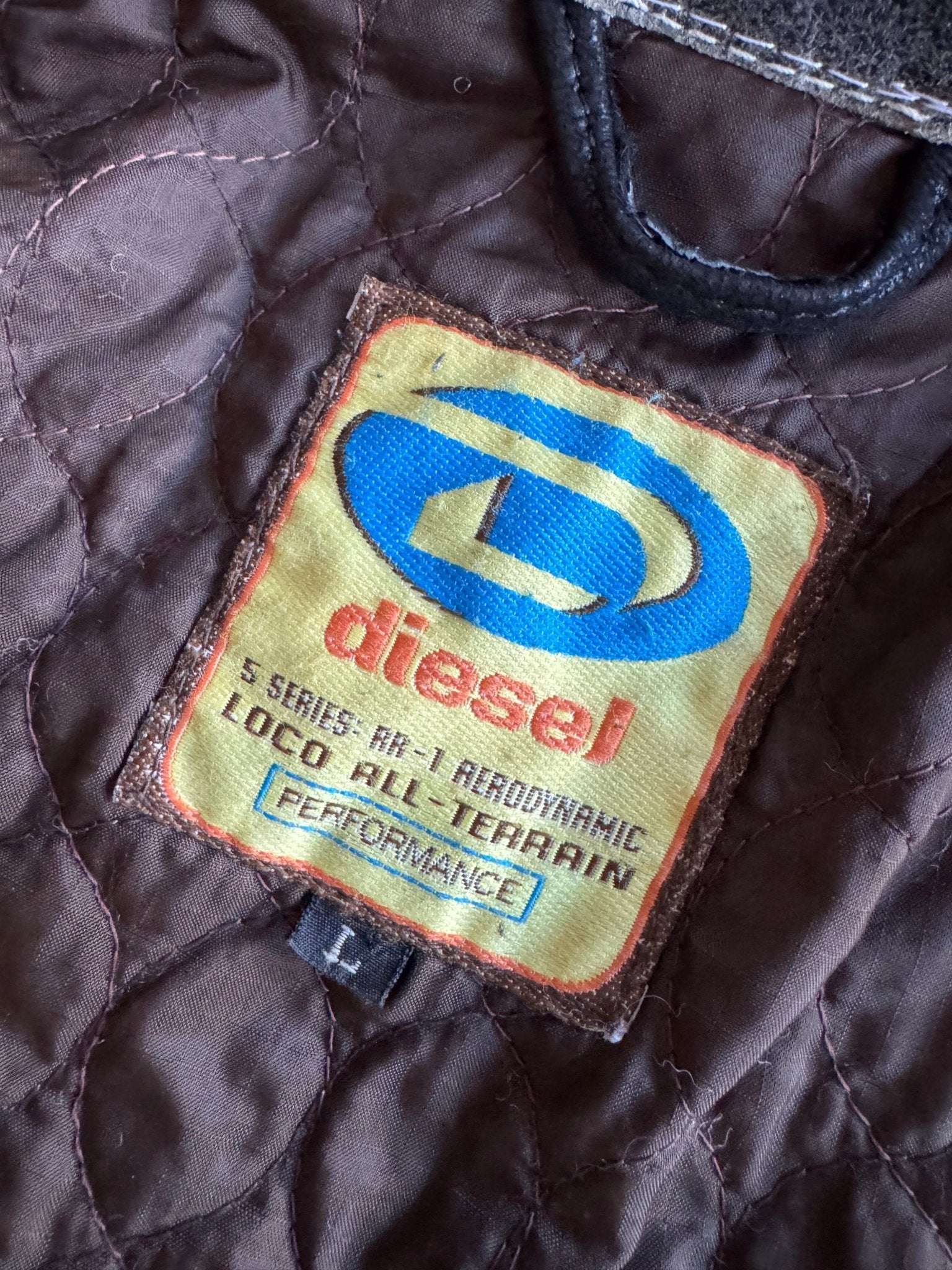 ⛽️ Geacă vintage Diesel din piele naturală gri metalizat (Mărime L – croială oversize) - anbracaminte