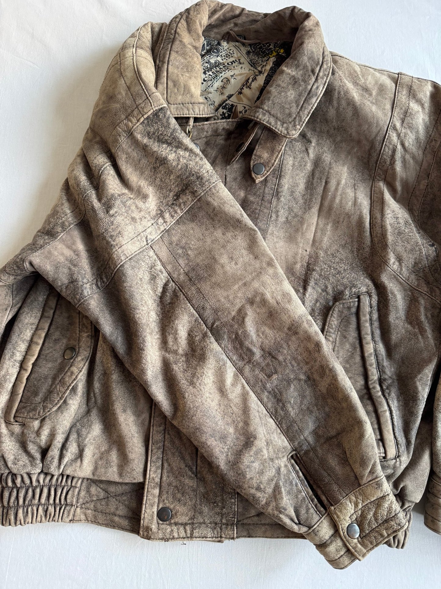 ☕️ Geacă Vintage din Piele de Miel Faded – M (48) - anbracaminte