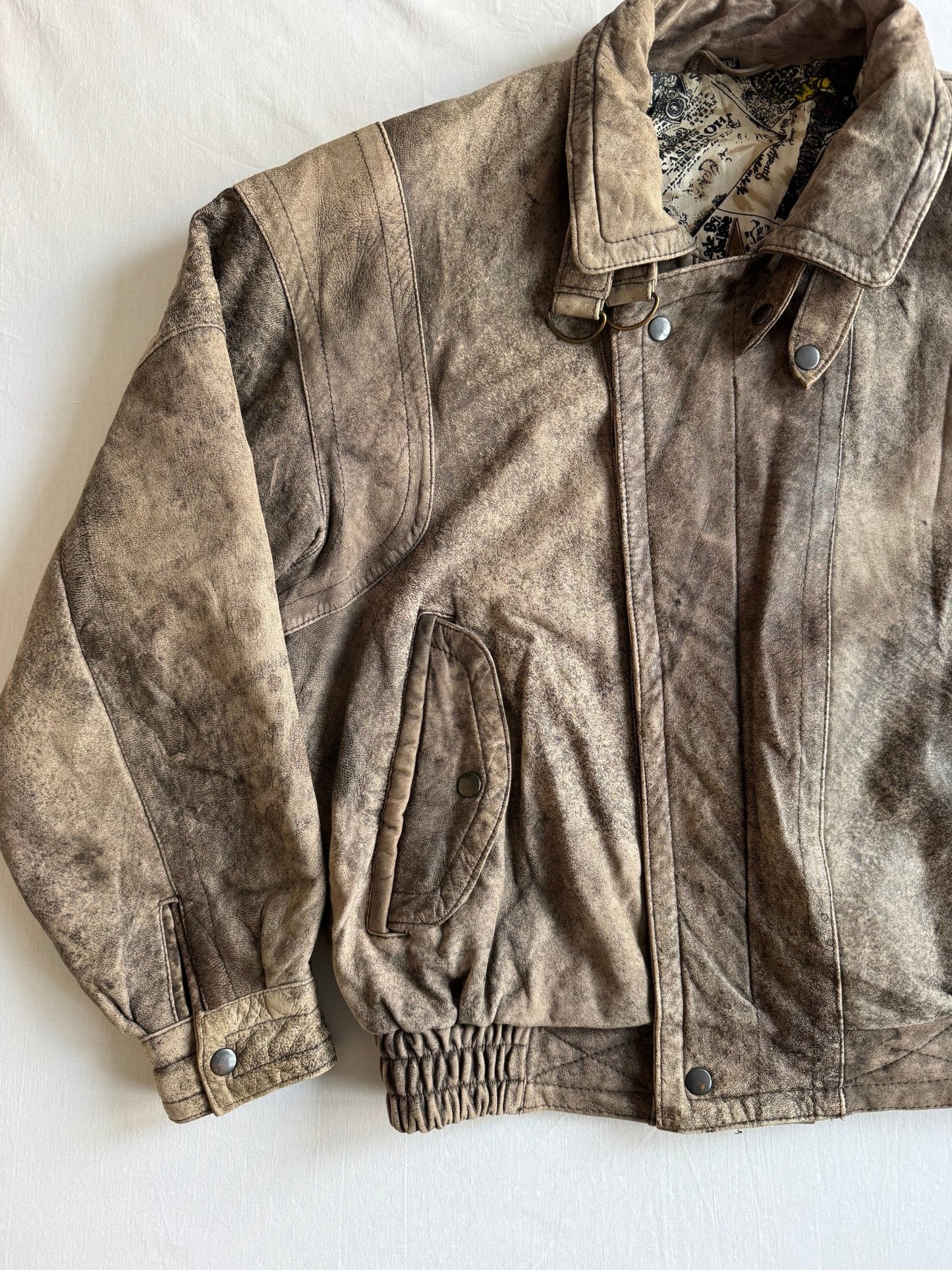 ☕️ Geacă Vintage din Piele de Miel Faded – M (48) - anbracaminte